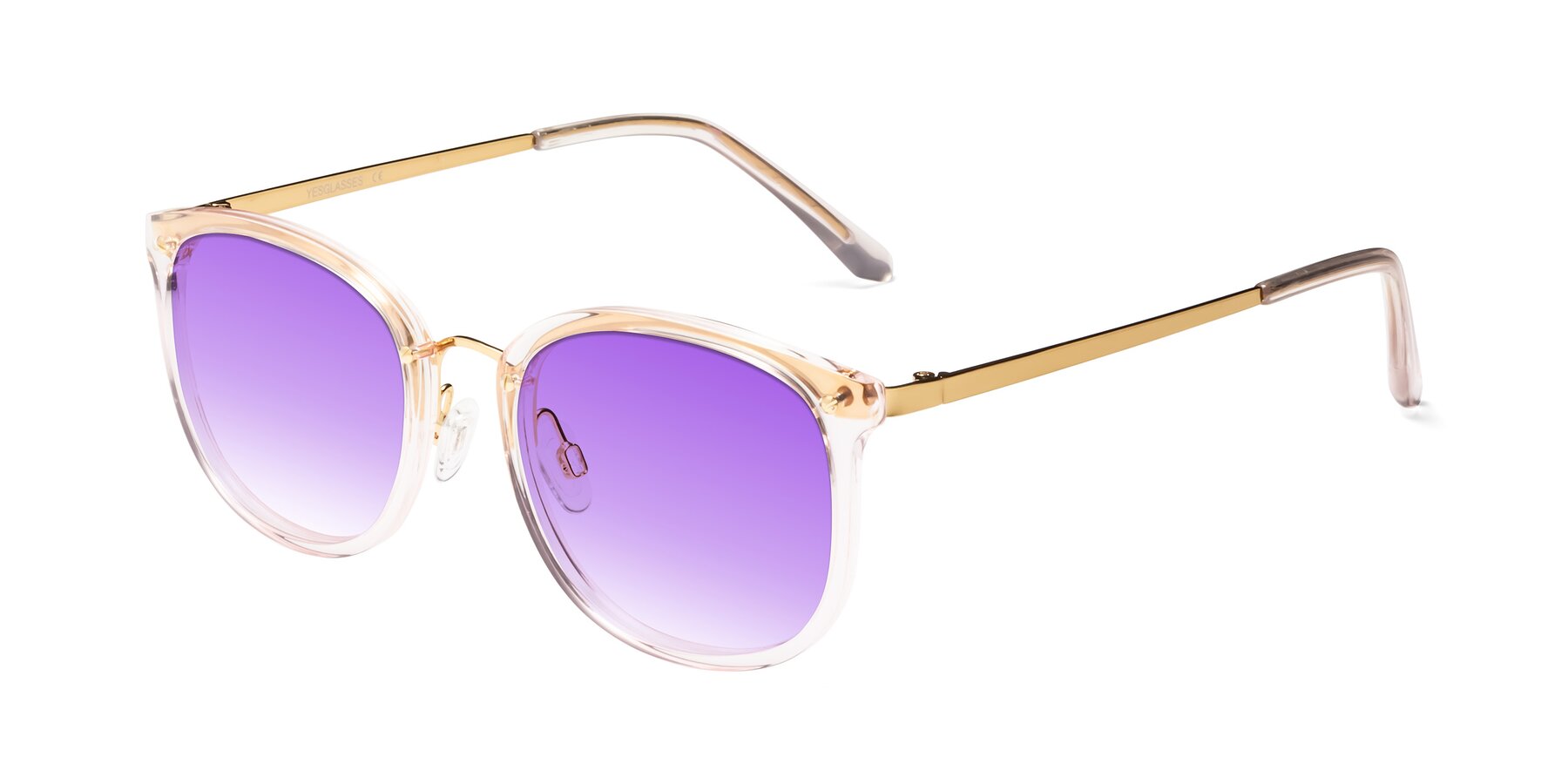 Angle of Timeless in Transparent Pink with Purple Gradient Lenses