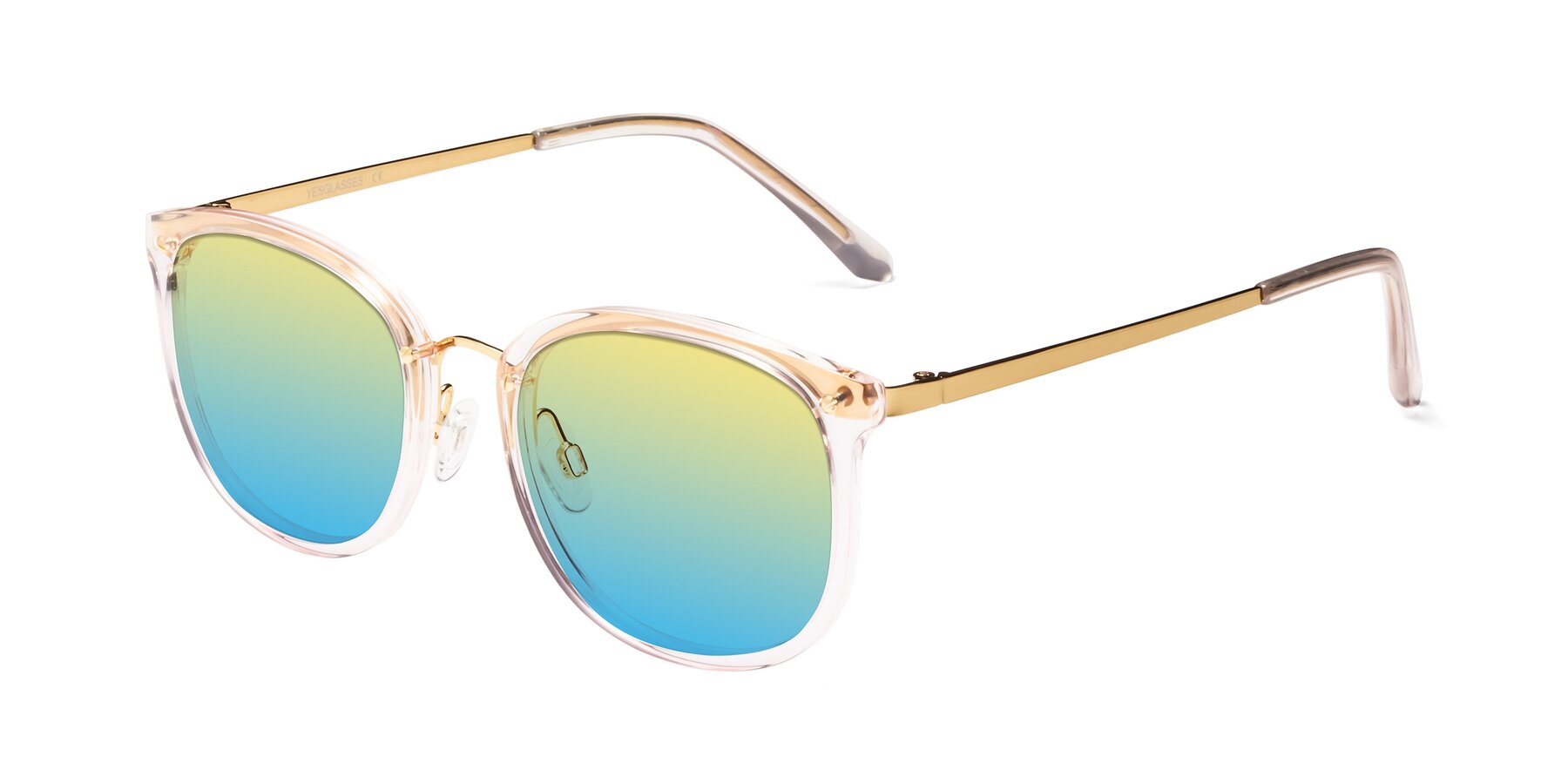 Angle of Timeless in Transparent Pink with Yellow / Blue Gradient Lenses