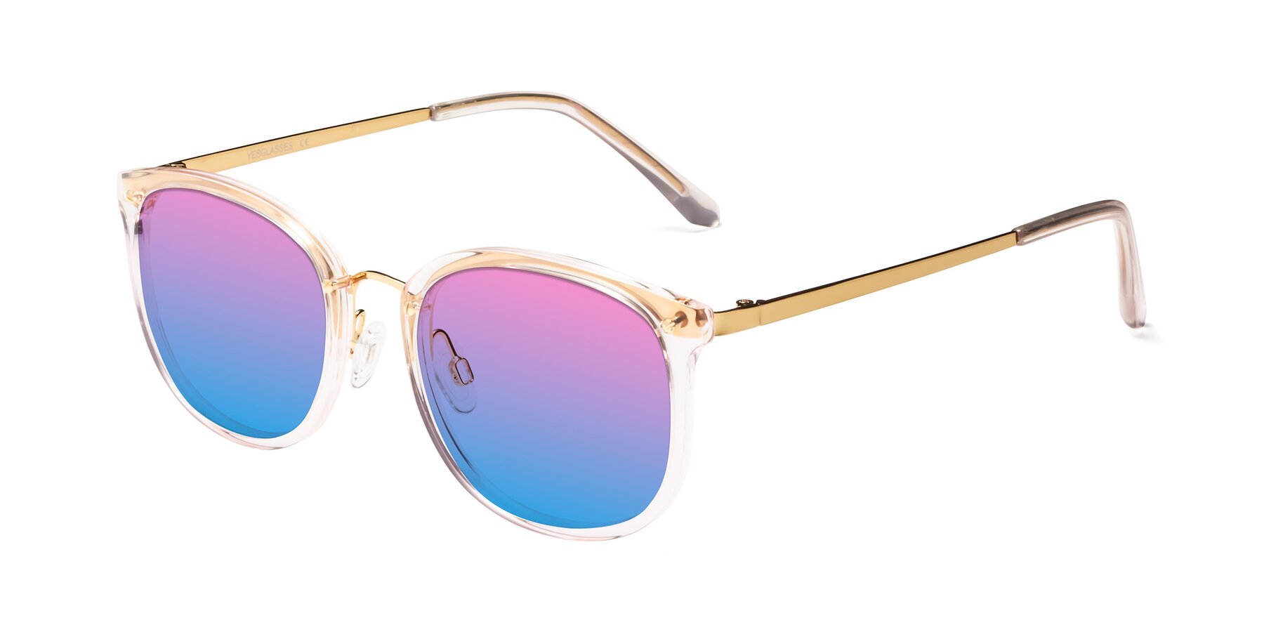 Angle of Timeless in Transparent Pink with Pink / Blue Gradient Lenses