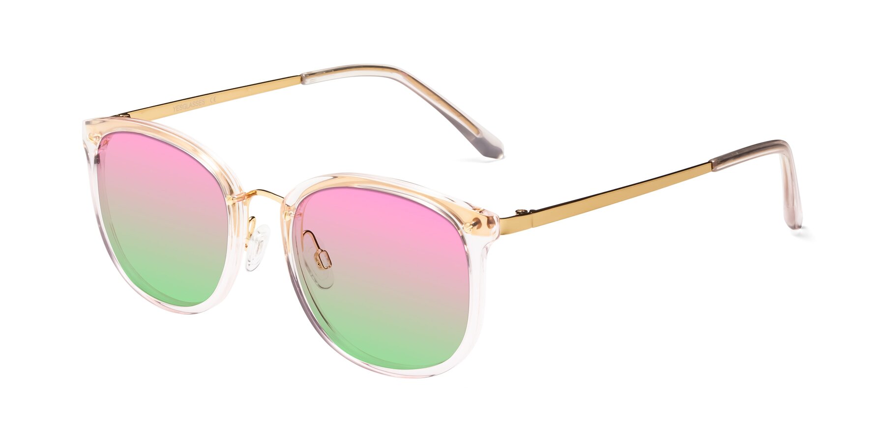 Angle of Timeless in Transparent Pink with Pink / Green Gradient Lenses