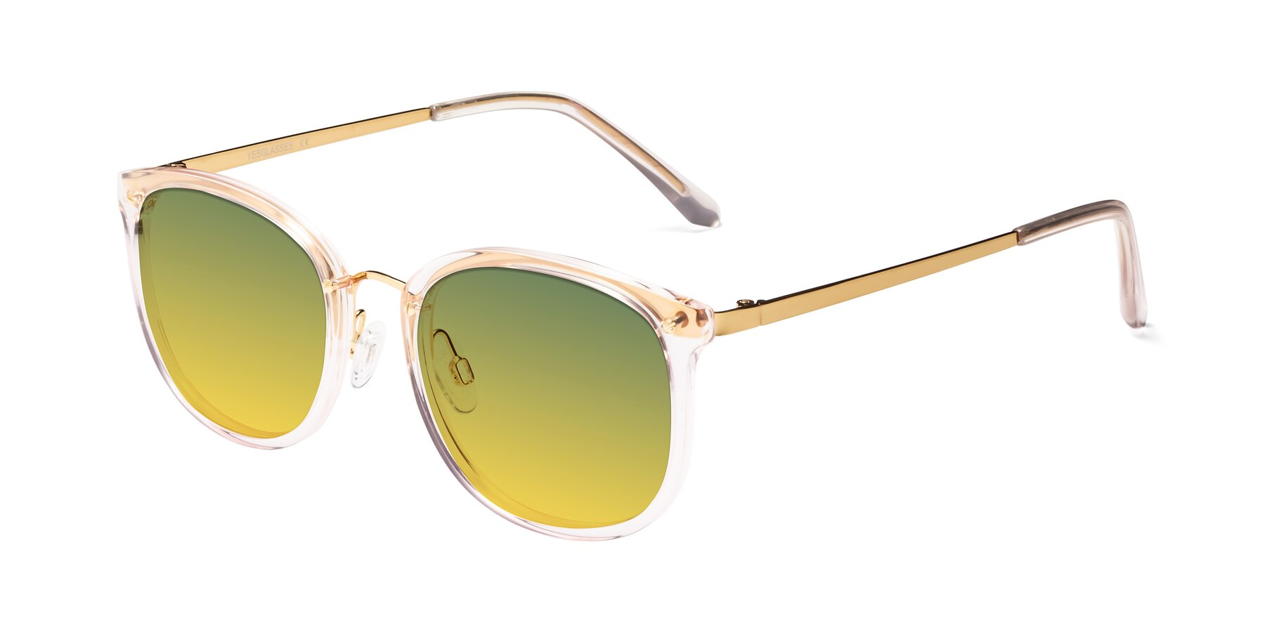 Angle of Timeless in Transparent Pink with Green / Yellow Gradient Lenses
