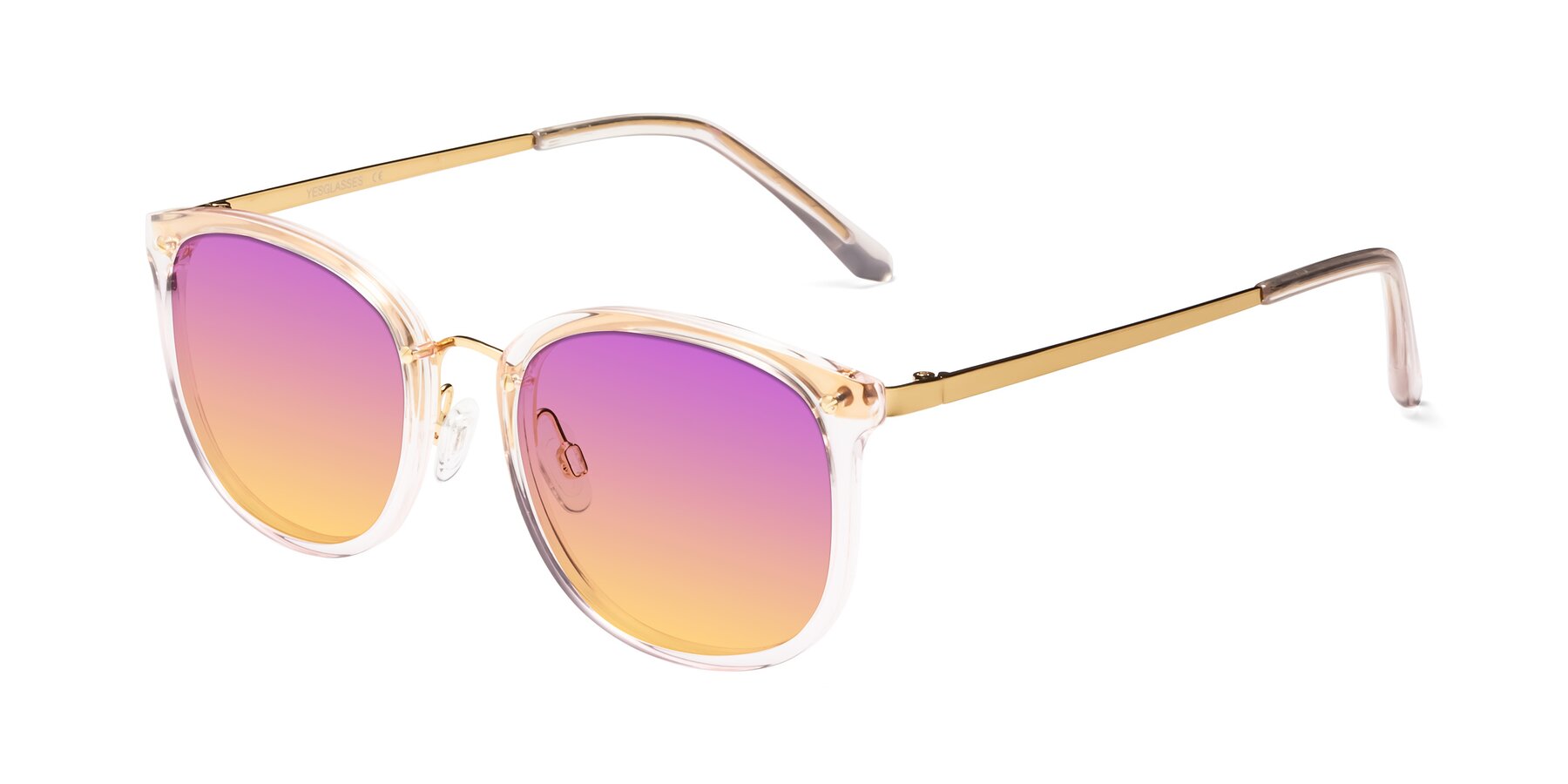 Angle of Timeless in Transparent Pink with Purple / Yellow Gradient Lenses