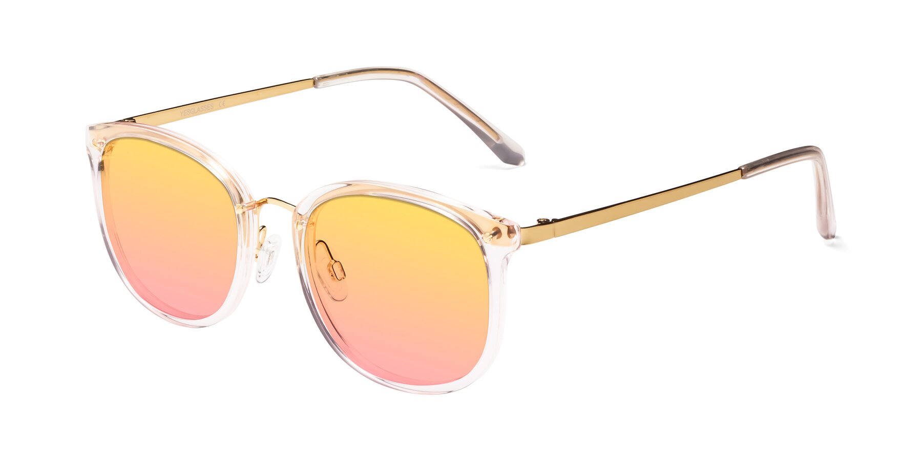 Angle of Timeless in Transparent Pink with Yellow / Pink Gradient Lenses