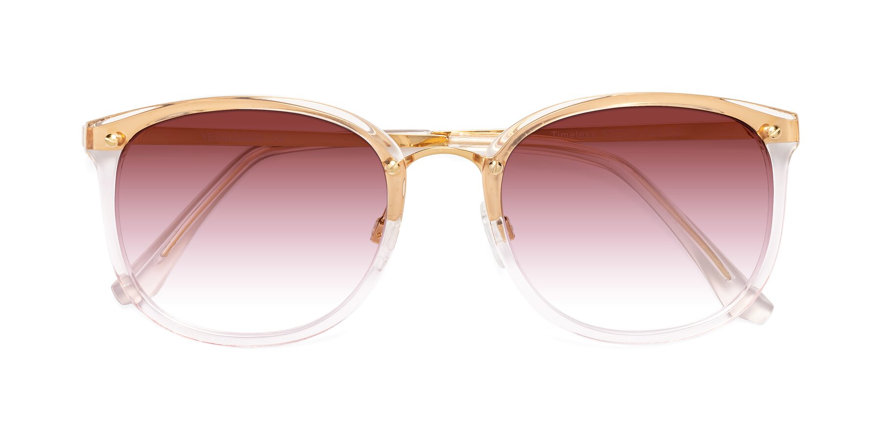 Folded Front of Timeless in Transparent Pink with Garnet Gradient Lenses