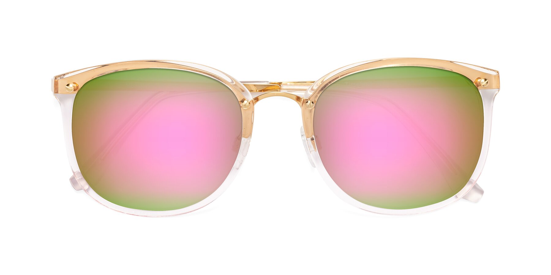 Folded Front of Timeless in Transparent Pink with Pink Mirrored Lenses