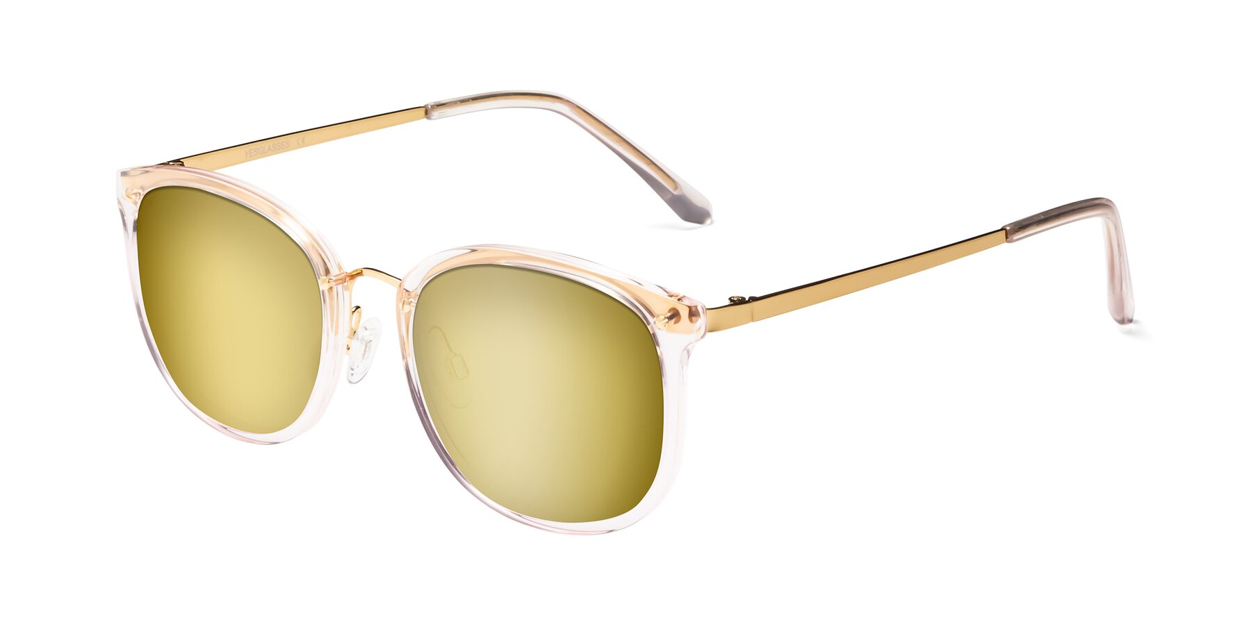 Angle of Timeless in Transparent Pink with Gold Mirrored Lenses