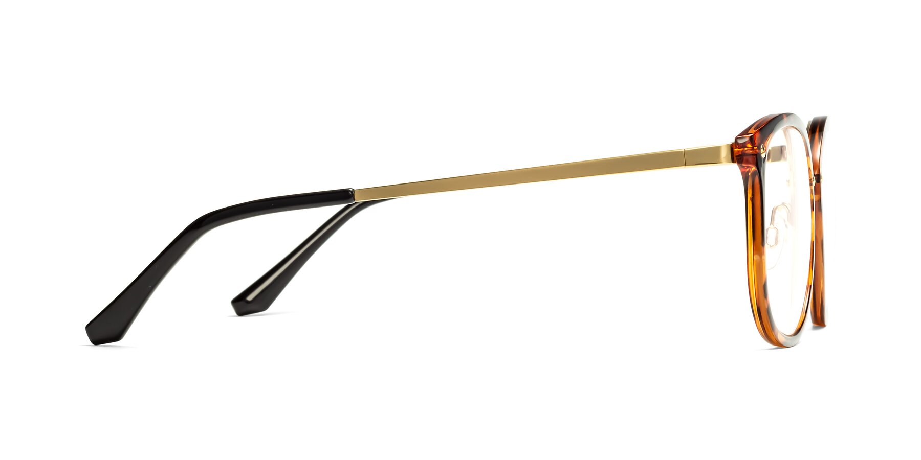 Side of Timeless in Tortoise-Golden with Clear Eyeglass Lenses