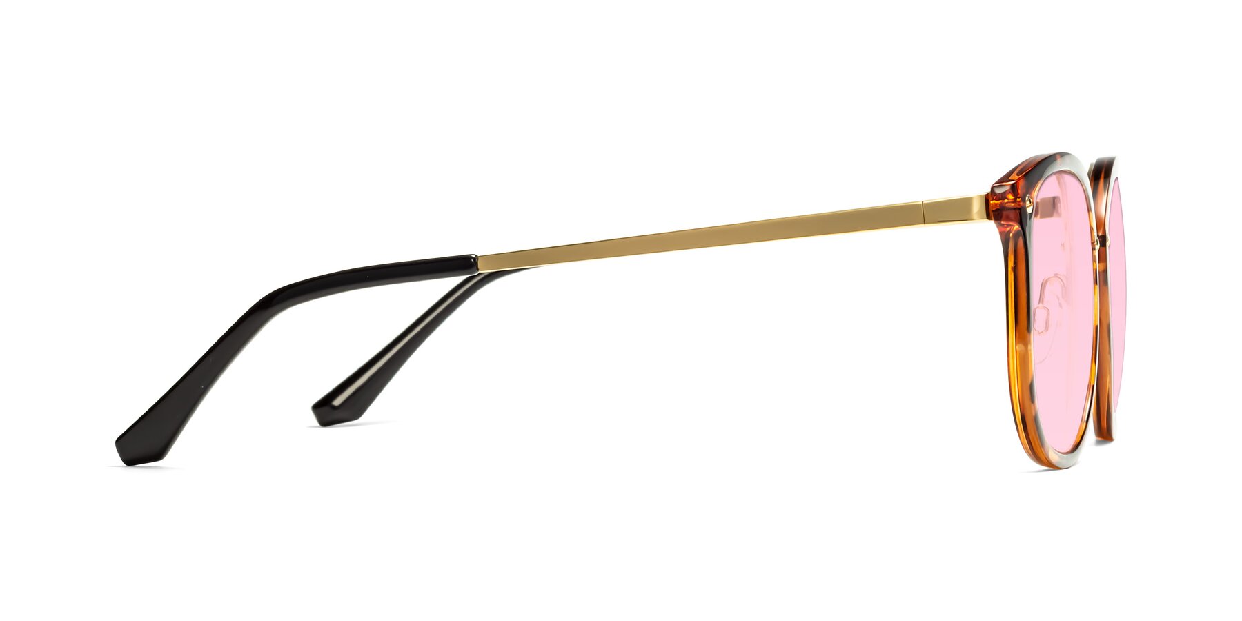 Side of Timeless in Tortoise-Golden with Light Pink Tinted Lenses