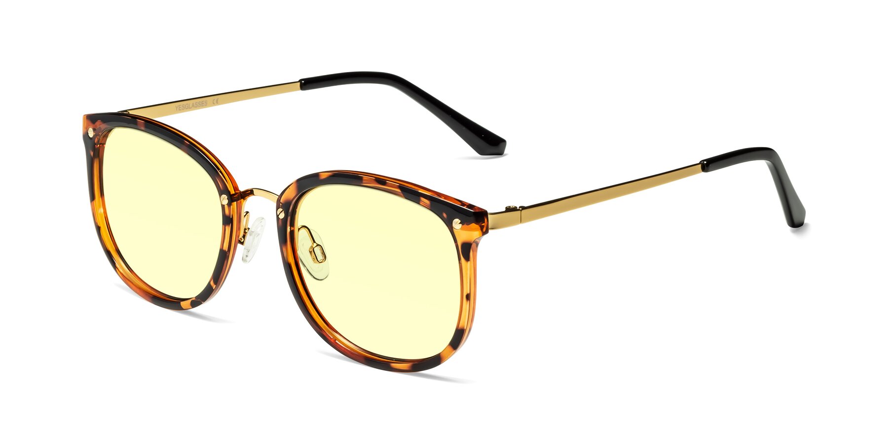 Angle of Timeless in Tortoise-Golden with Light Yellow Tinted Lenses