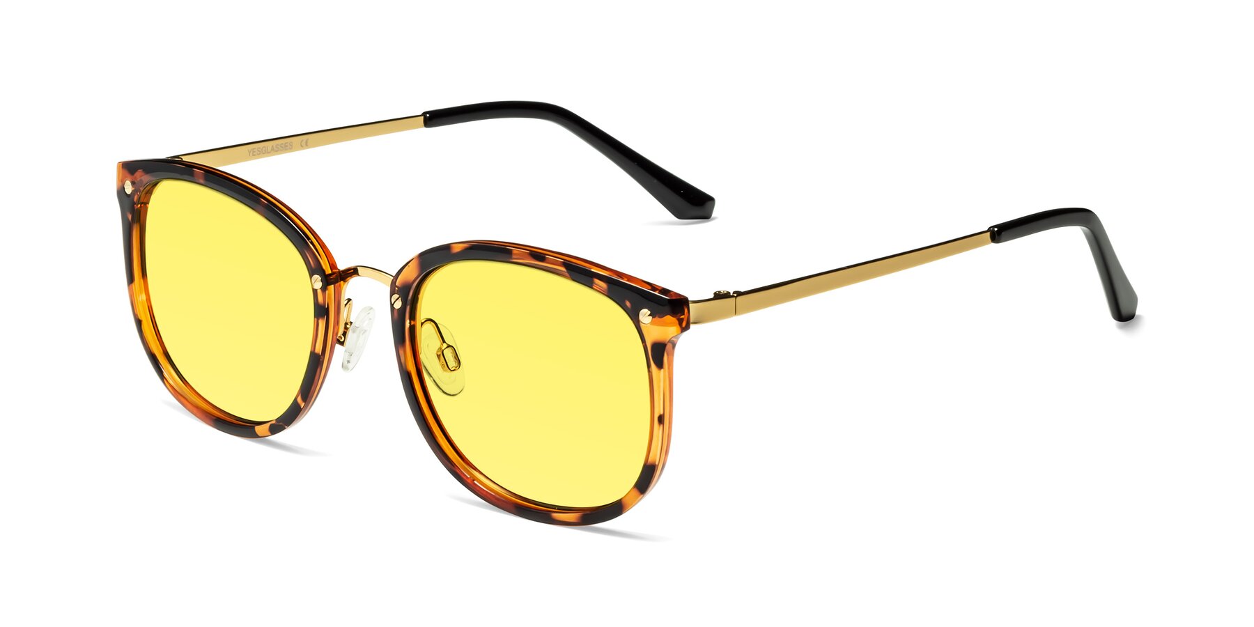 Angle of Timeless in Tortoise-Golden with Medium Yellow Tinted Lenses