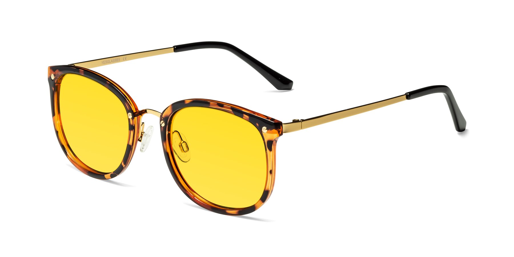 Angle of Timeless in Tortoise-Golden with Yellow Tinted Lenses