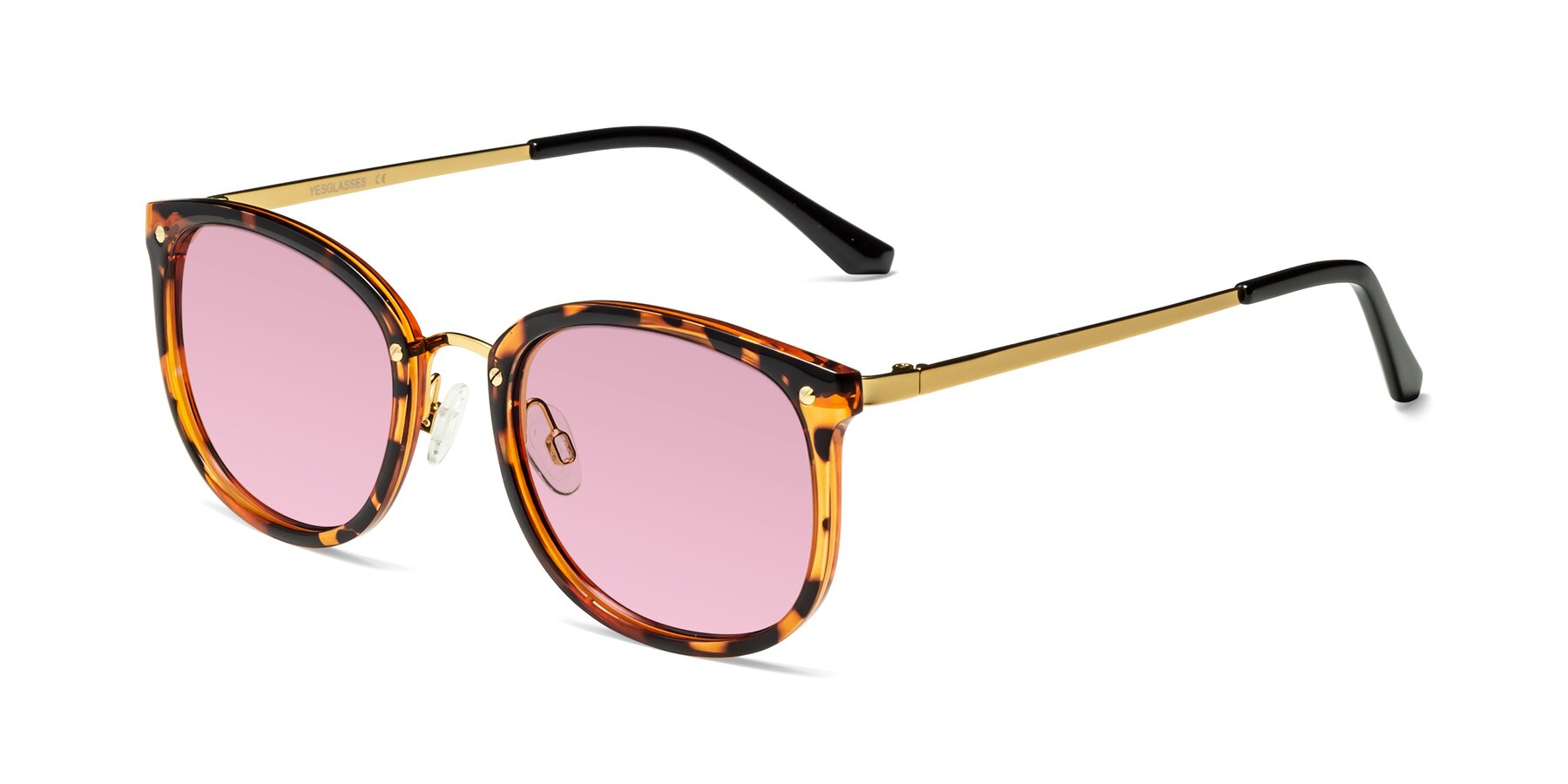 Angle of Timeless in Tortoise-Golden with Light Wine Tinted Lenses