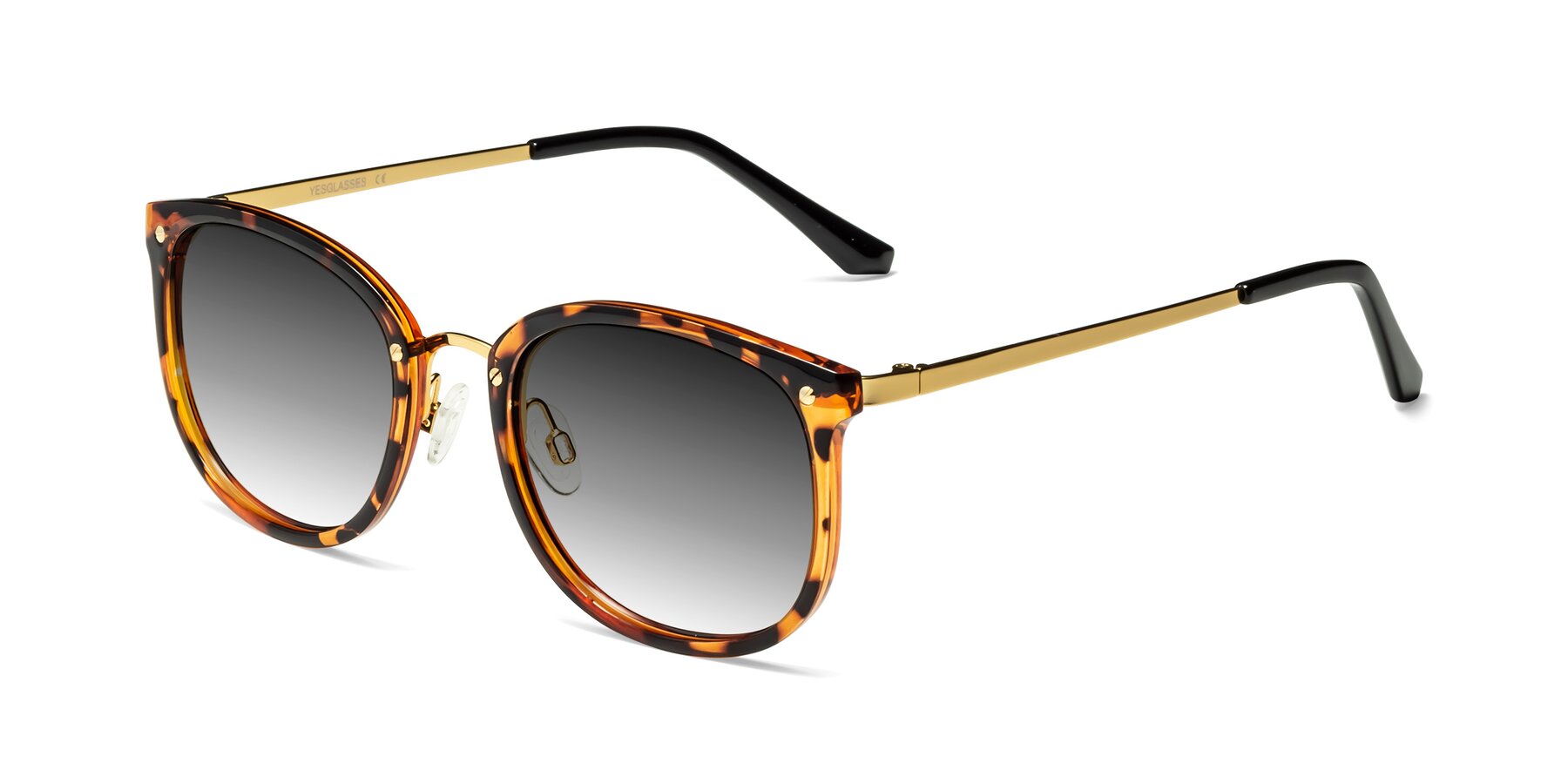 Angle of Timeless in Tortoise-Golden with Gray Gradient Lenses