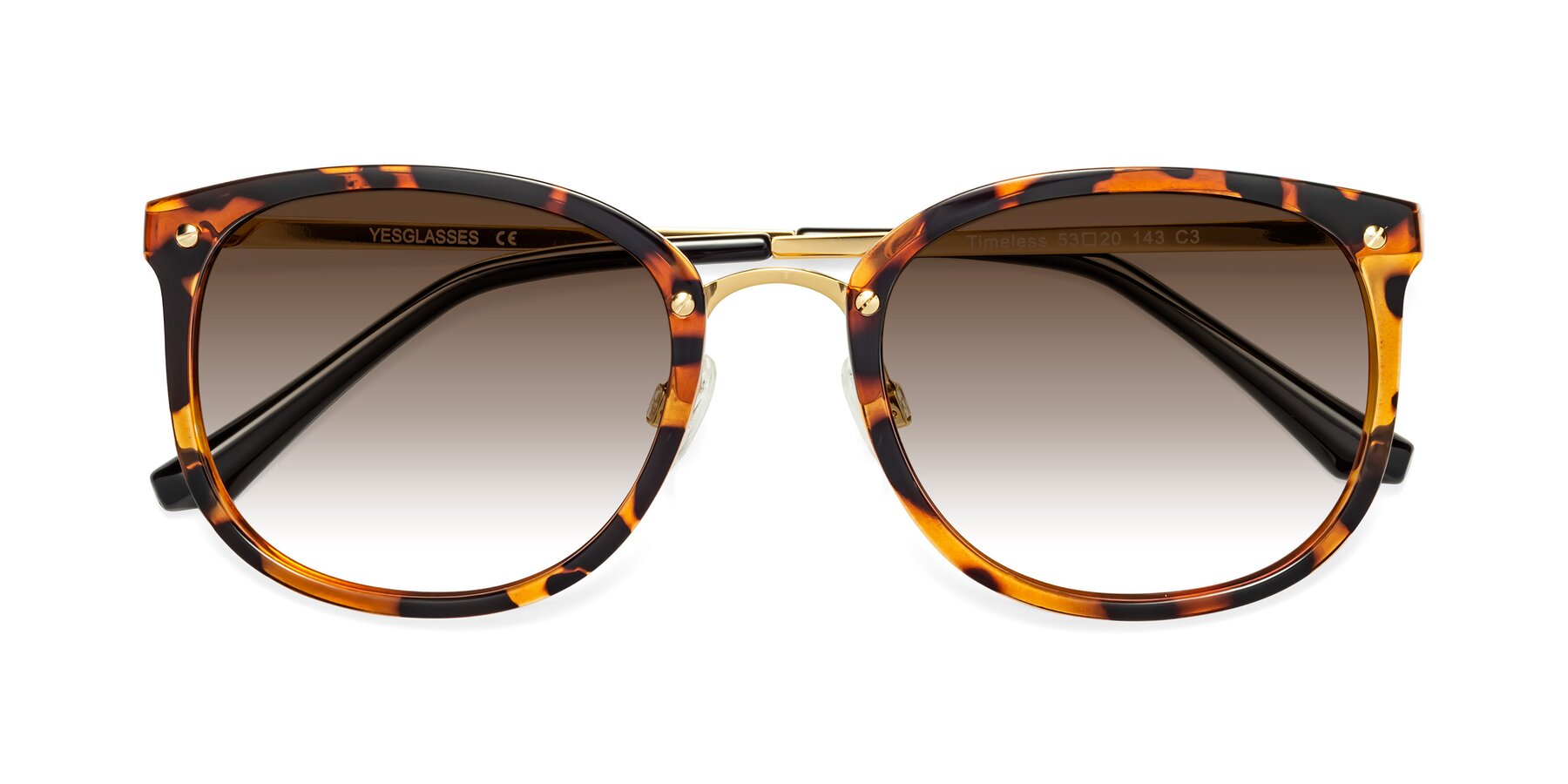 Folded Front of Timeless in Tortoise-Golden with Brown Gradient Lenses