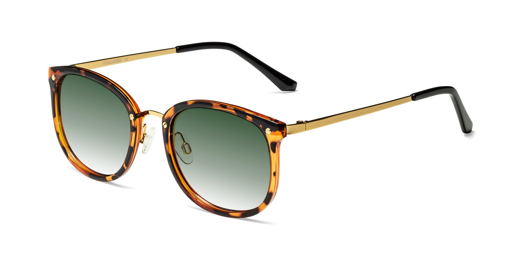Angle of Timeless in Tortoise-Golden with Green Gradient Lenses