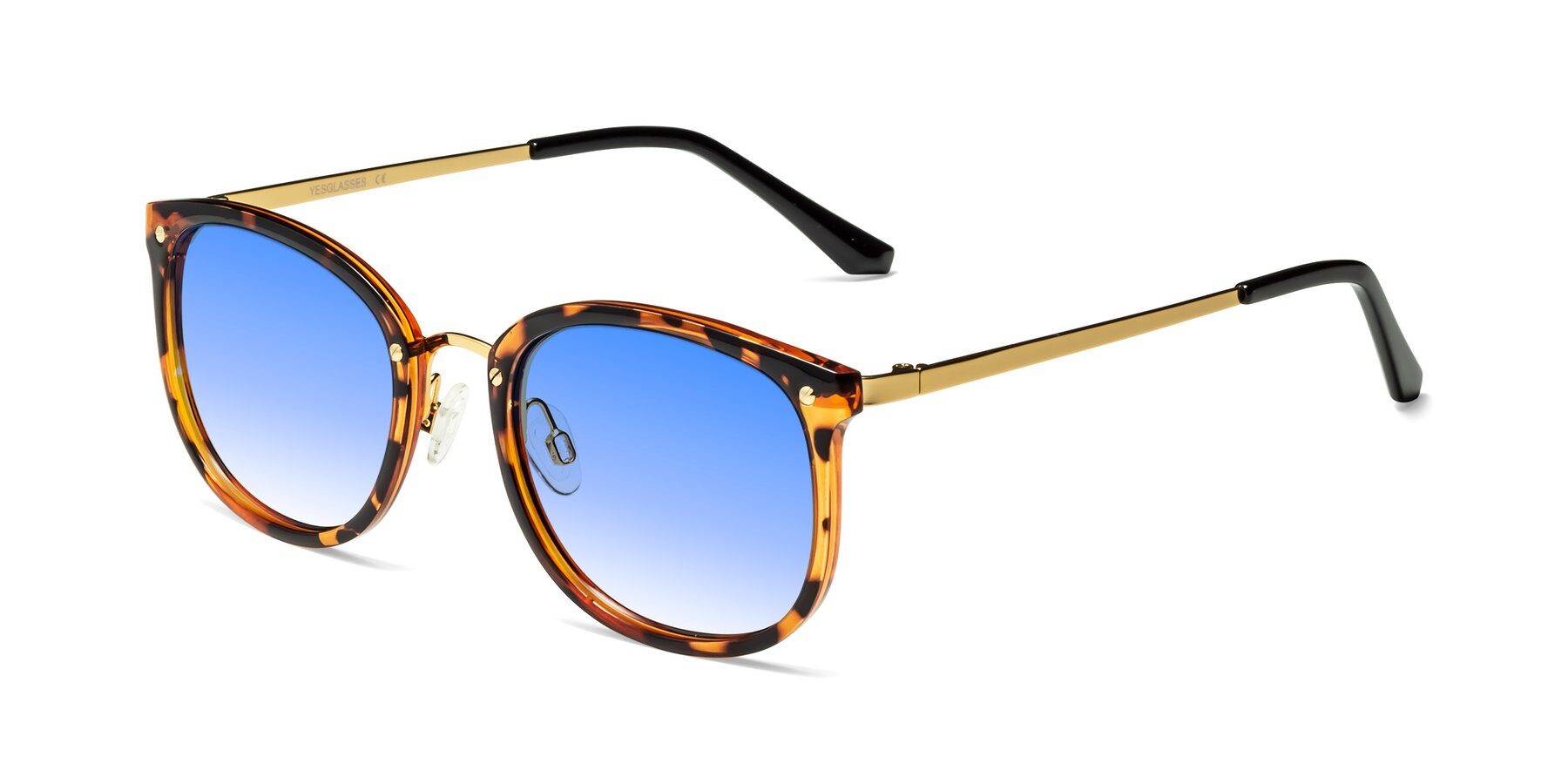 Angle of Timeless in Tortoise-Golden with Blue Gradient Lenses