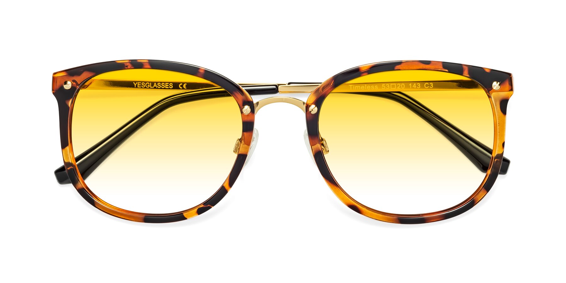 Folded Front of Timeless in Tortoise-Golden with Yellow Gradient Lenses