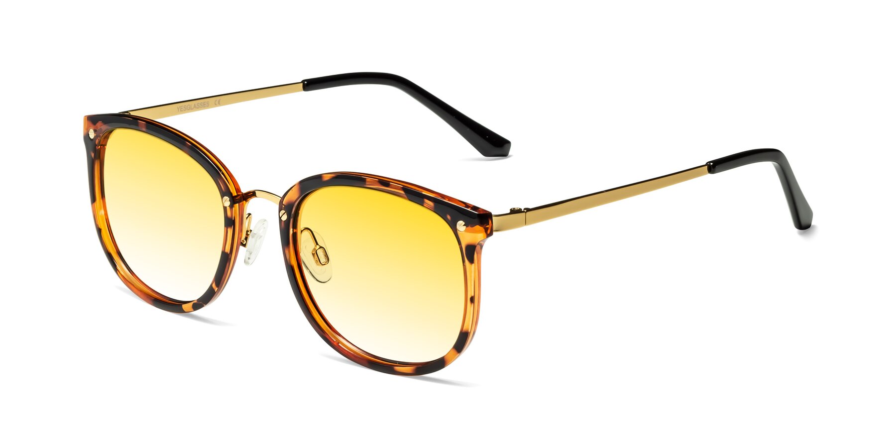 Angle of Timeless in Tortoise-Golden with Yellow Gradient Lenses