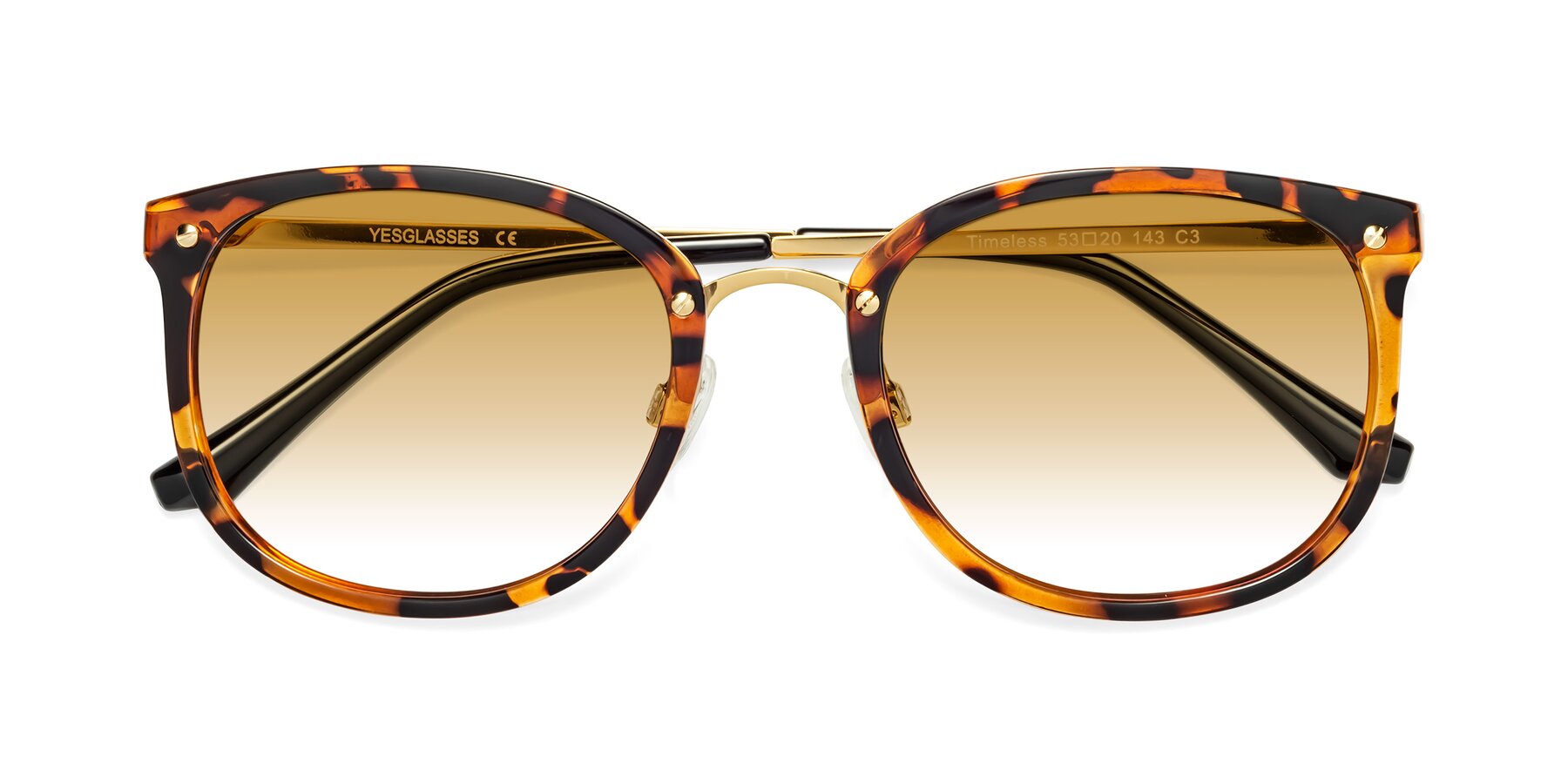 Folded Front of Timeless in Tortoise-Golden with Champagne Gradient Lenses