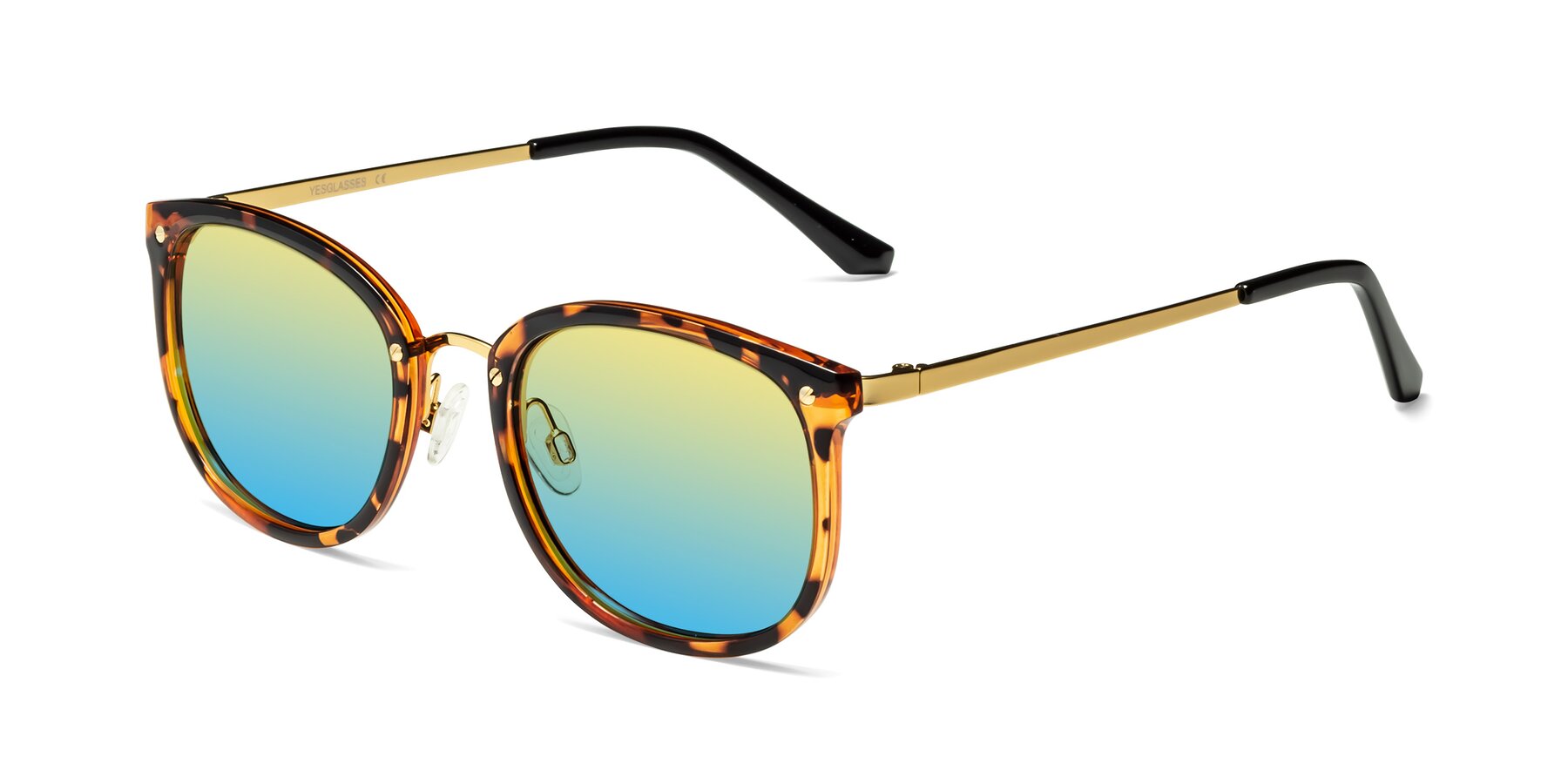 Angle of Timeless in Tortoise-Golden with Yellow / Blue Gradient Lenses