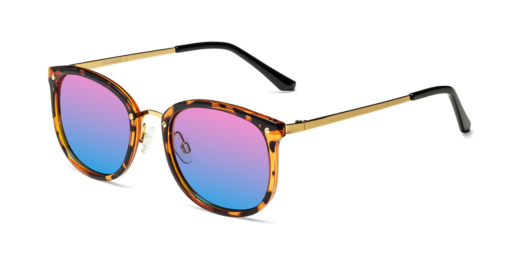 Angle of Timeless in Tortoise-Golden with Pink / Blue Gradient Lenses