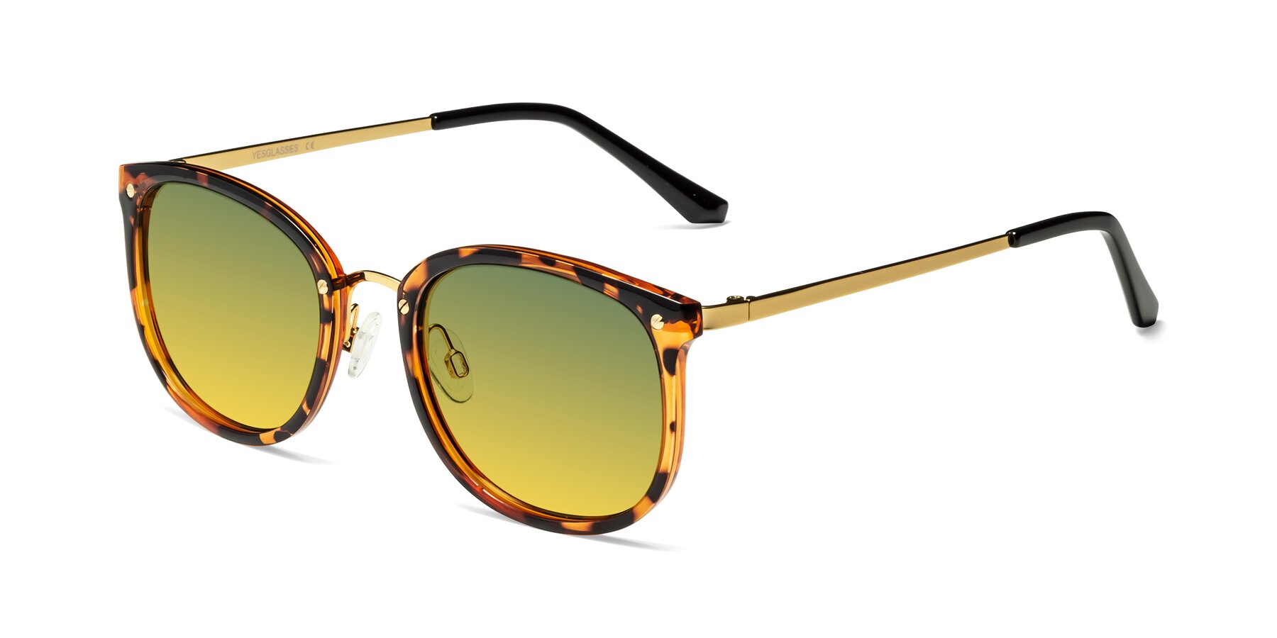 Angle of Timeless in Tortoise-Golden with Green / Yellow Gradient Lenses