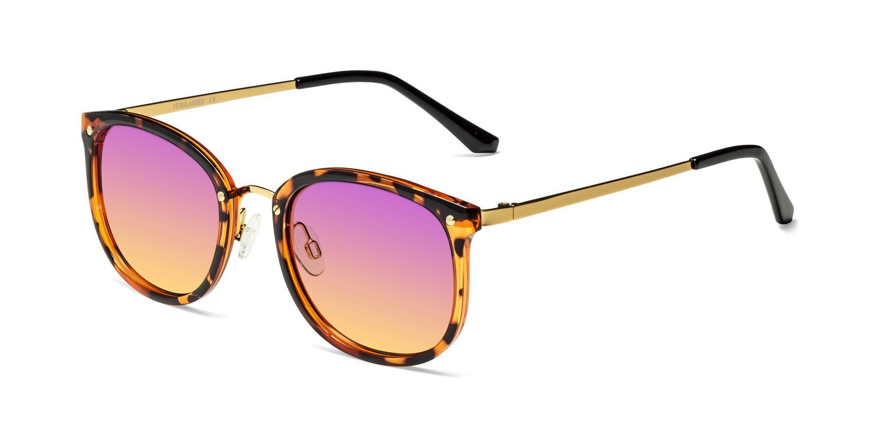 Angle of Timeless in Tortoise-Golden with Purple / Yellow Gradient Lenses