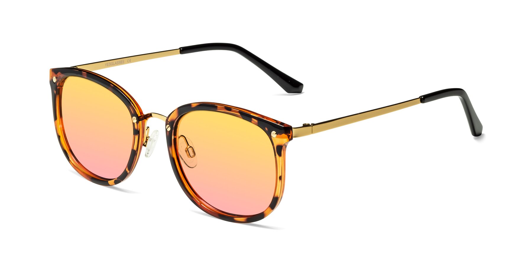 Angle of Timeless in Tortoise-Golden with Yellow / Pink Gradient Lenses