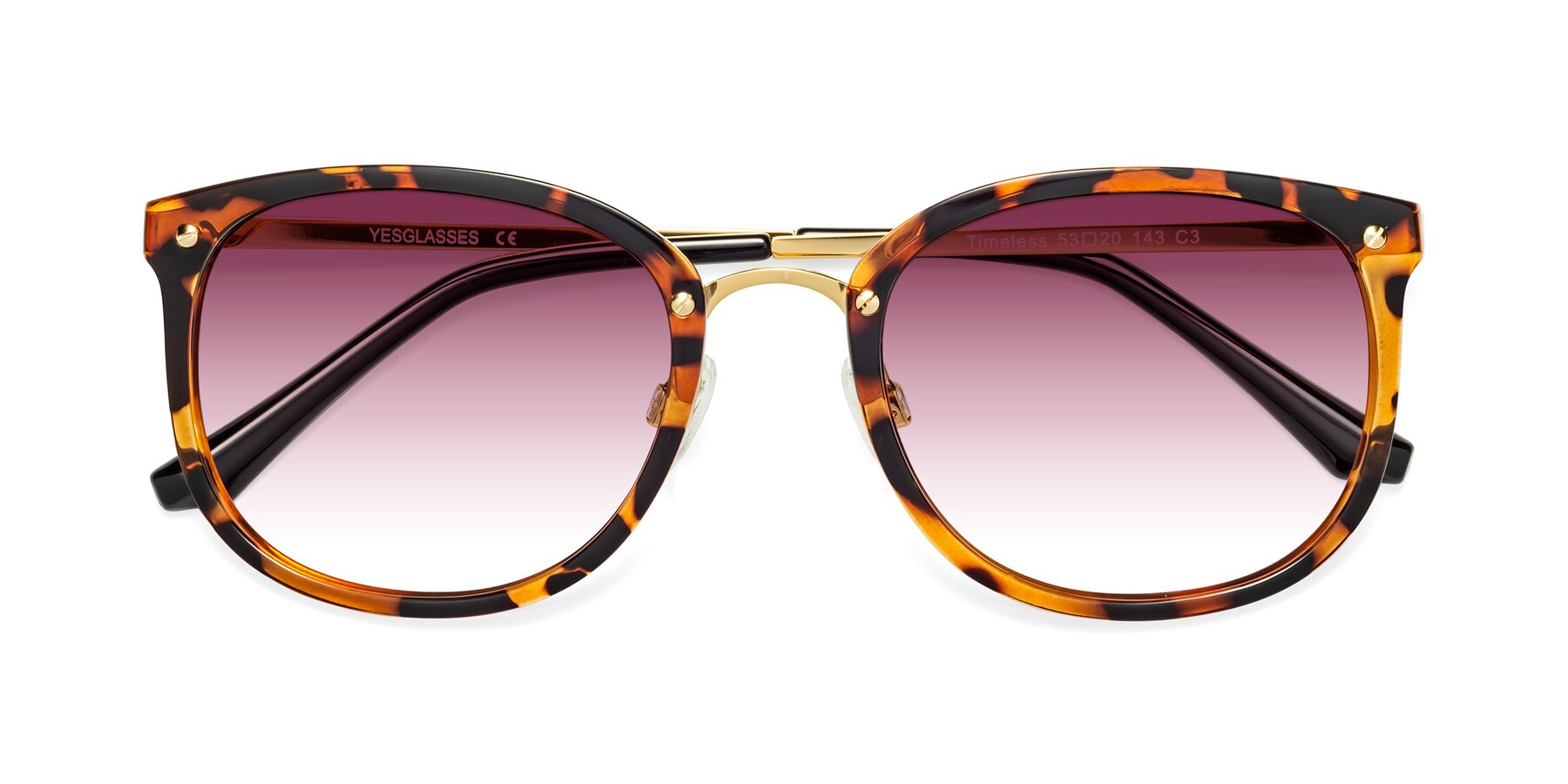 Folded Front of Timeless in Tortoise-Golden with Wine Gradient Lenses