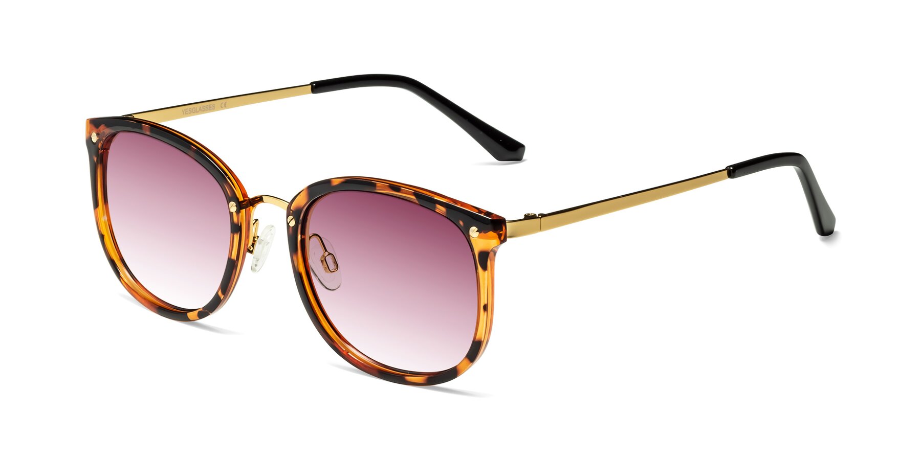 Angle of Timeless in Tortoise-Golden with Wine Gradient Lenses