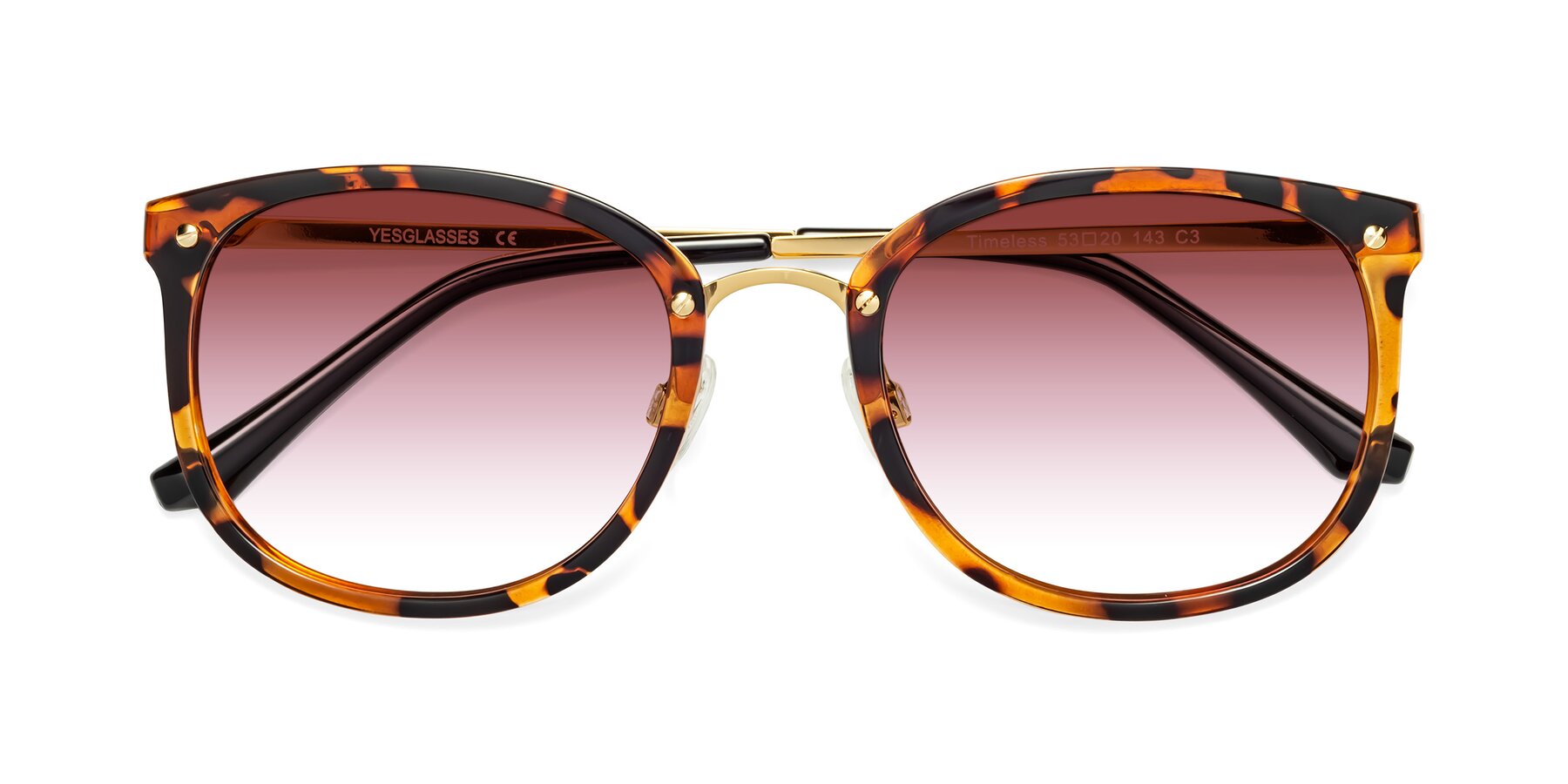 Folded Front of Timeless in Tortoise-Golden with Garnet Gradient Lenses