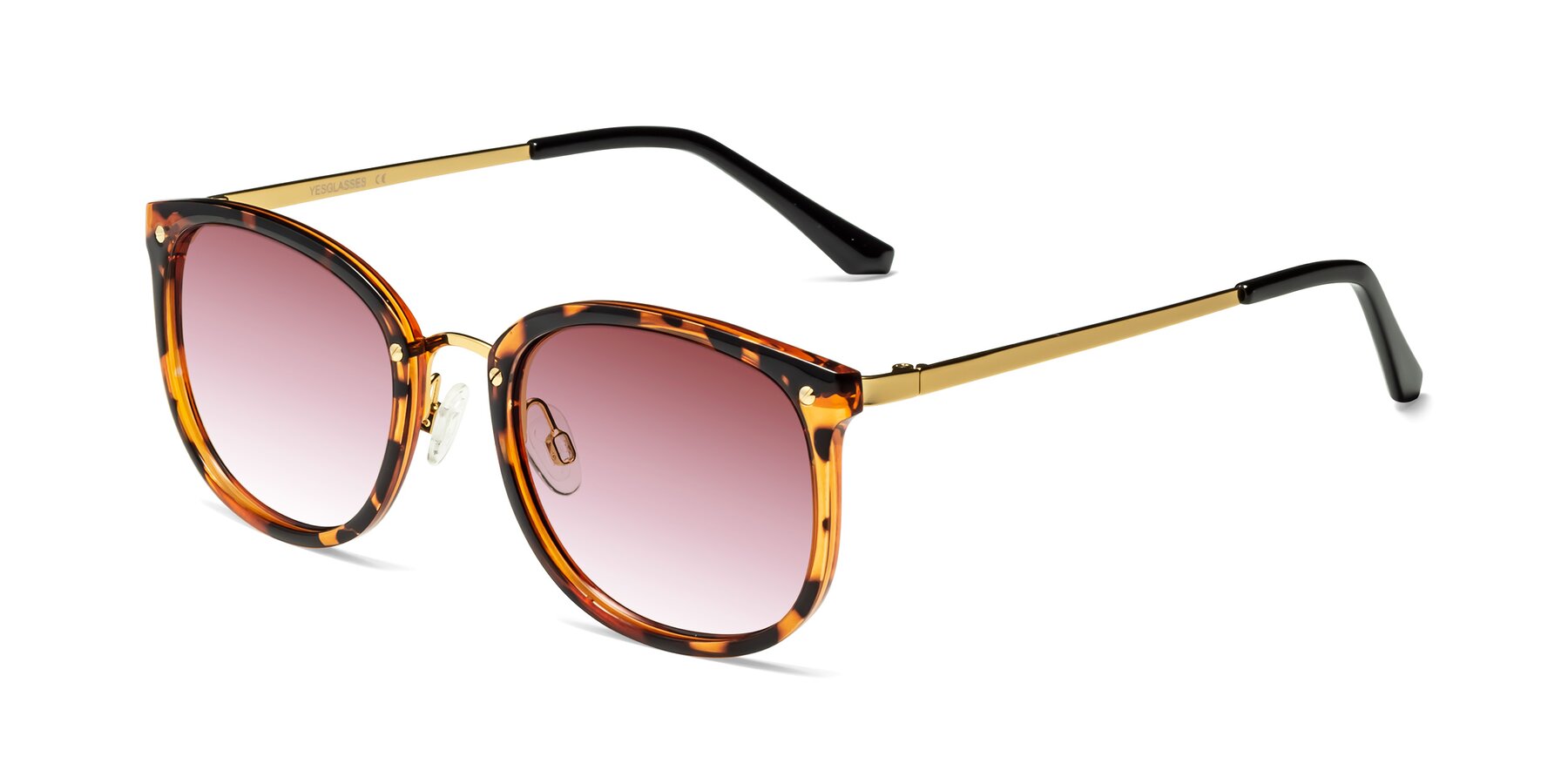 Angle of Timeless in Tortoise-Golden with Garnet Gradient Lenses