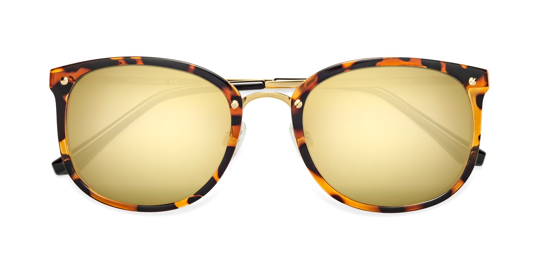 Folded Front of Timeless in Tortoise-Golden with Gold Mirrored Lenses