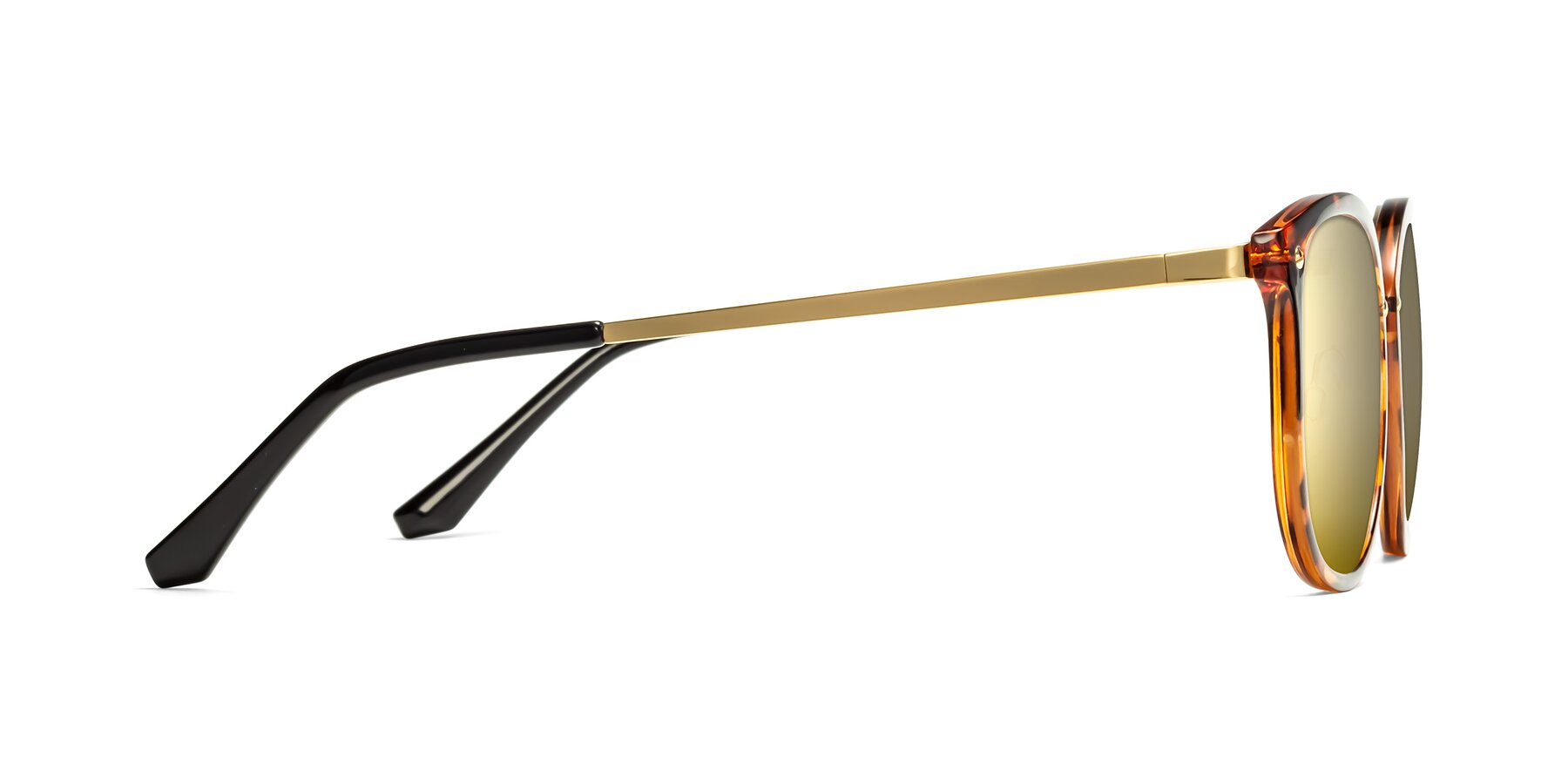 Side of Timeless in Tortoise-Golden with Gold Mirrored Lenses
