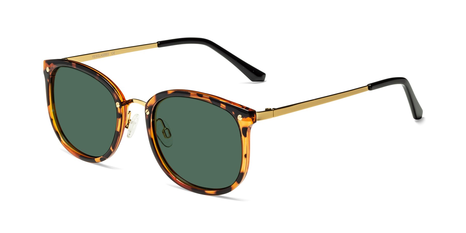 Angle of Timeless in Tortoise-Golden with Green Polarized Lenses