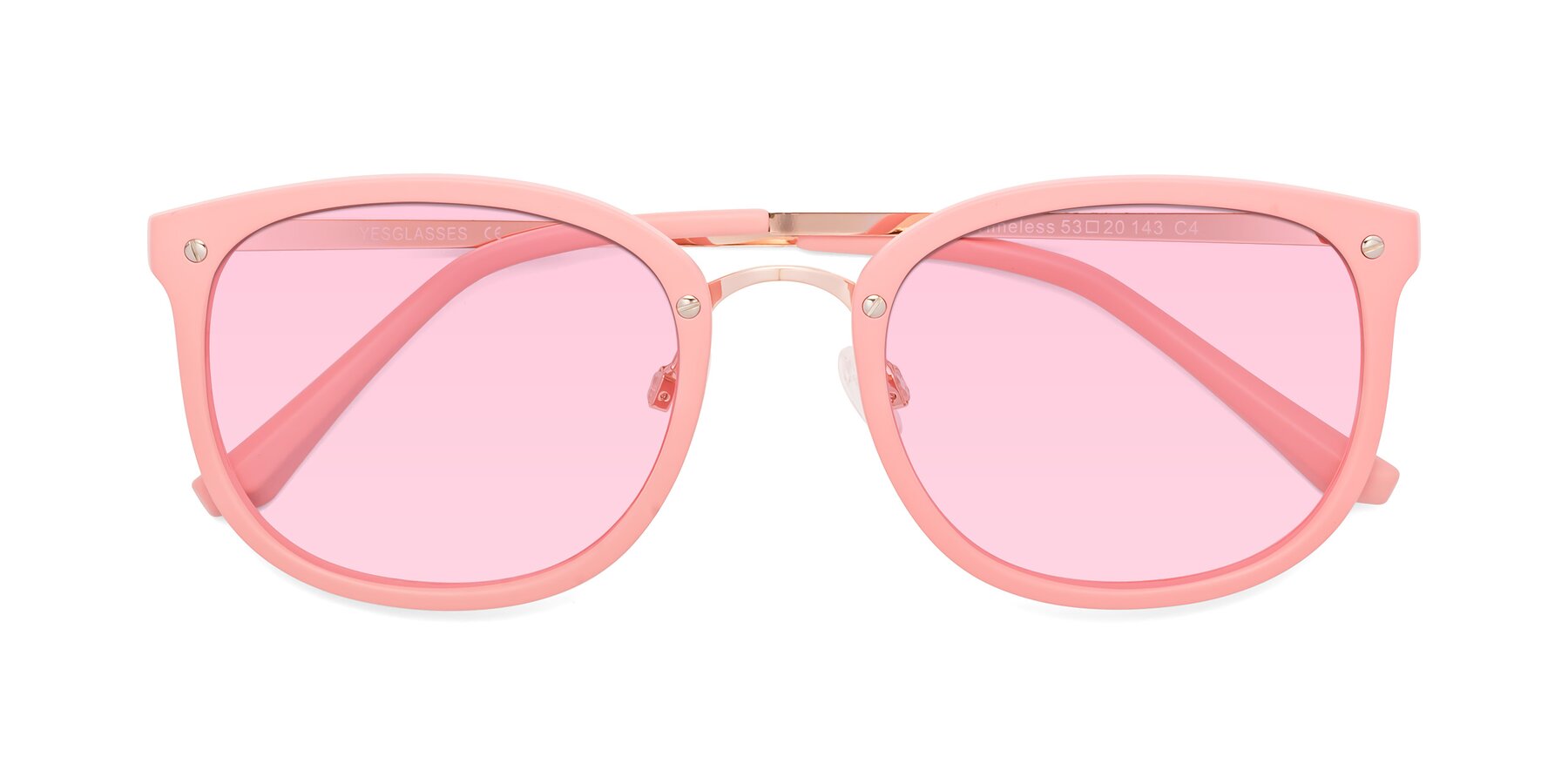Folded Front of Timeless in Pink with Light Pink Tinted Lenses
