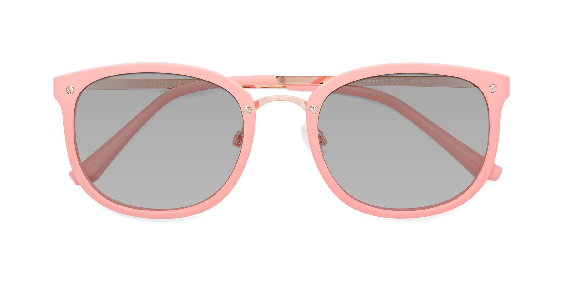 Folded Front of Timeless in Pink with Light Gray Tinted Lenses