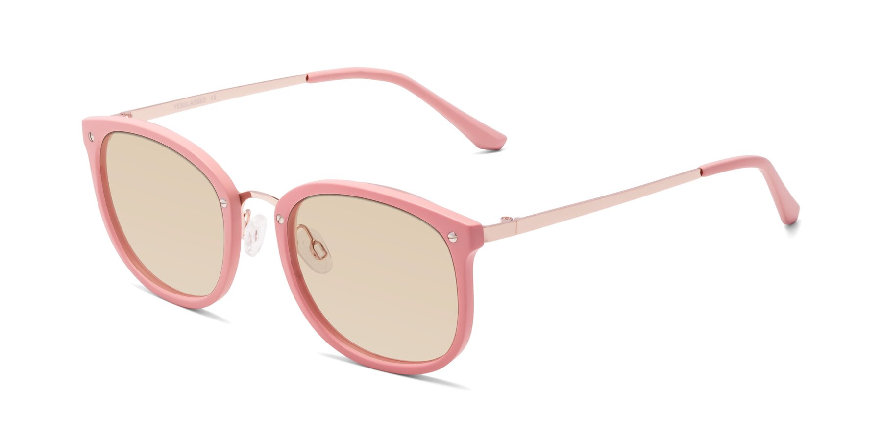 Angle of Timeless in Pink with Light Brown Tinted Lenses