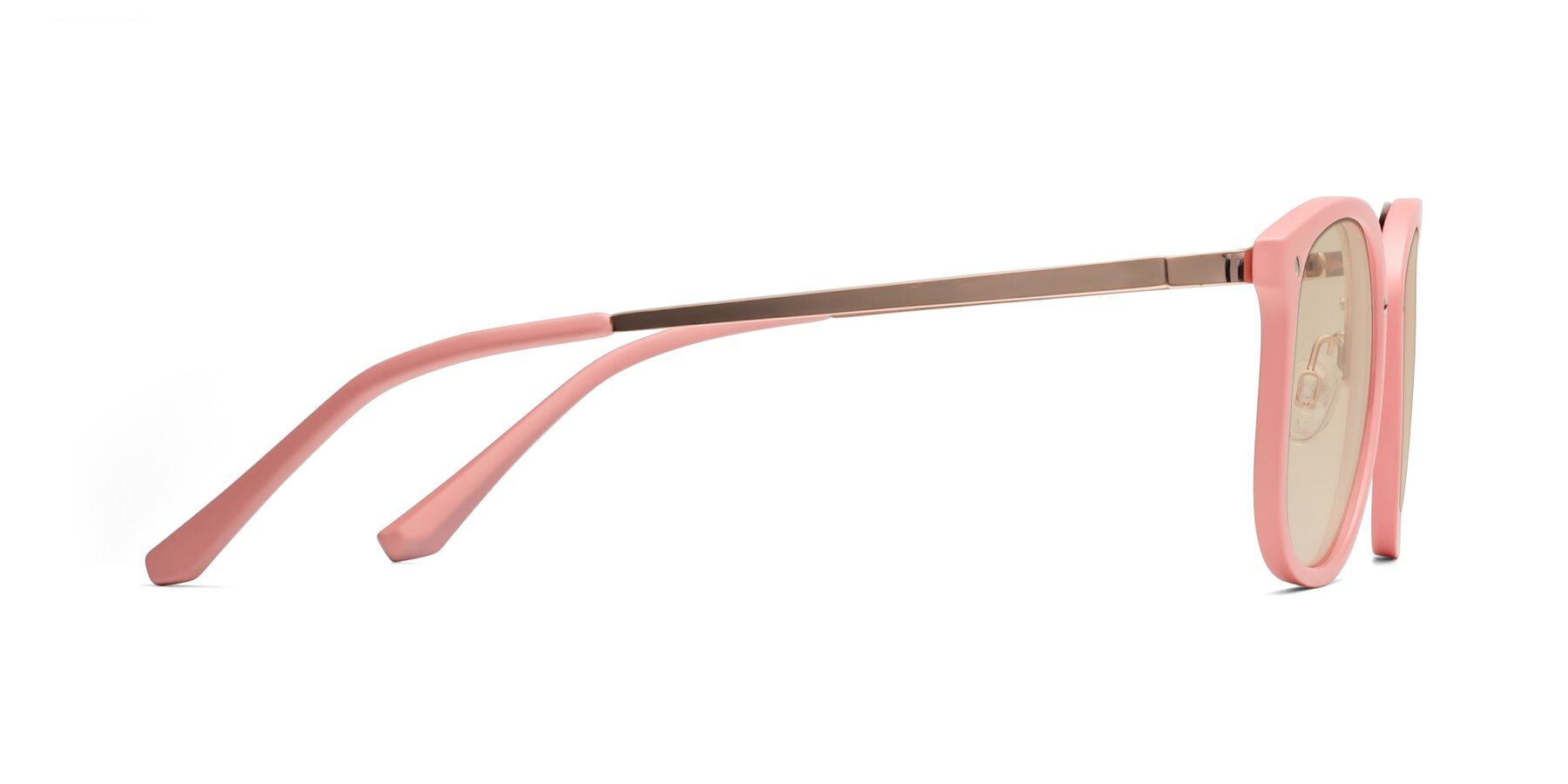 Side of Timeless in Pink with Light Brown Tinted Lenses