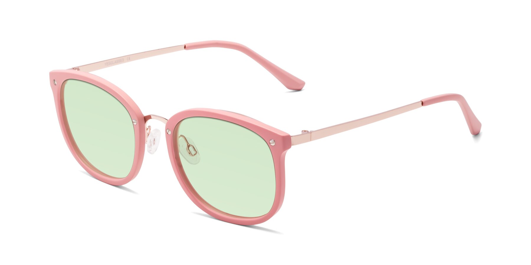 Angle of Timeless in Pink with Light Green Tinted Lenses