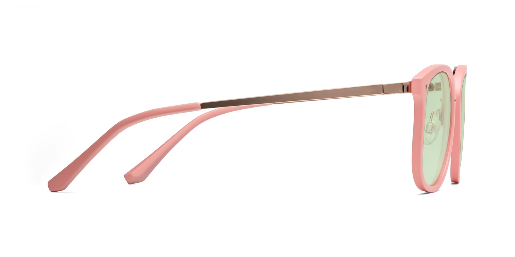 Side of Timeless in Pink with Light Green Tinted Lenses