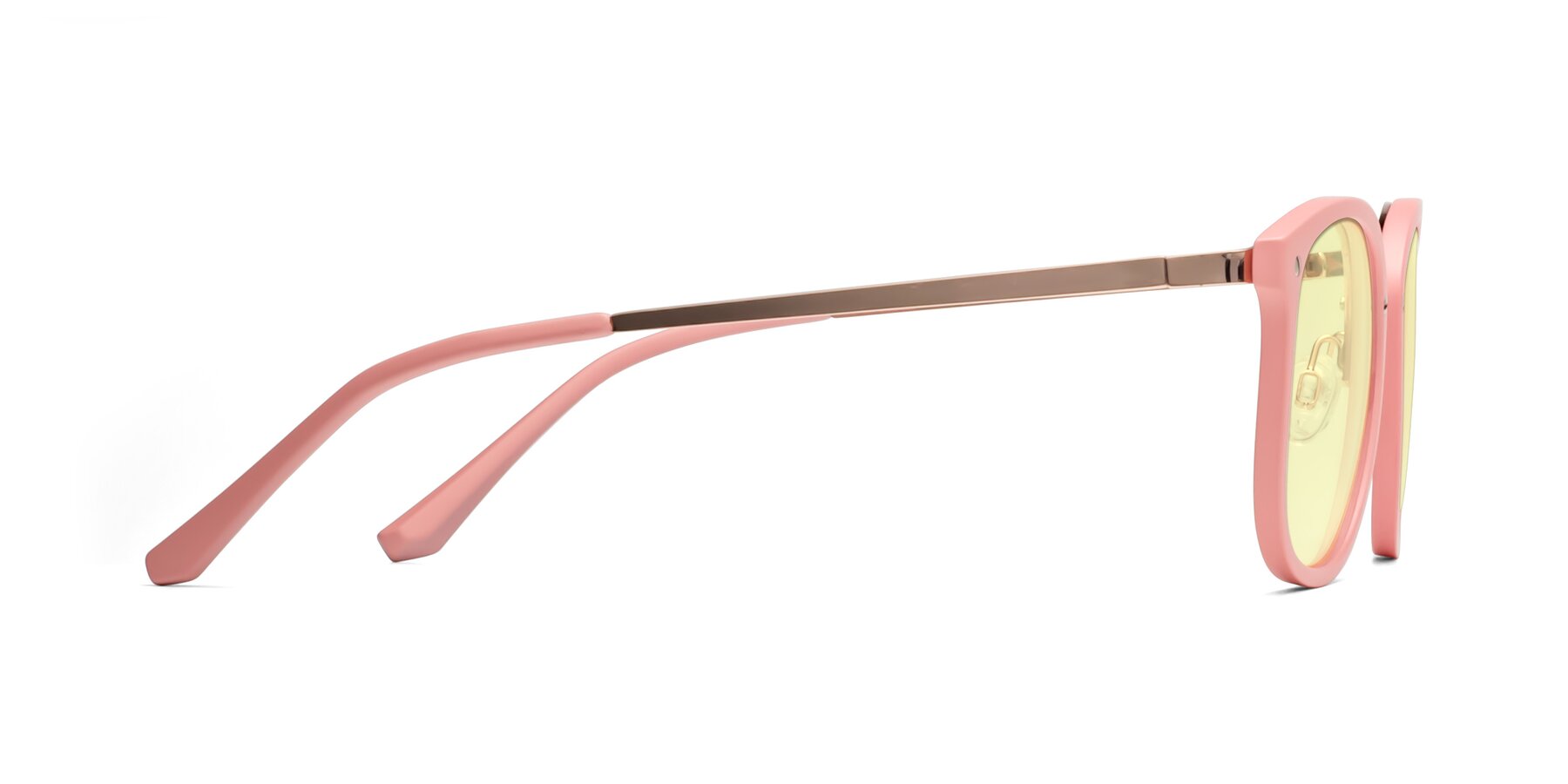 Side of Timeless in Pink with Light Yellow Tinted Lenses