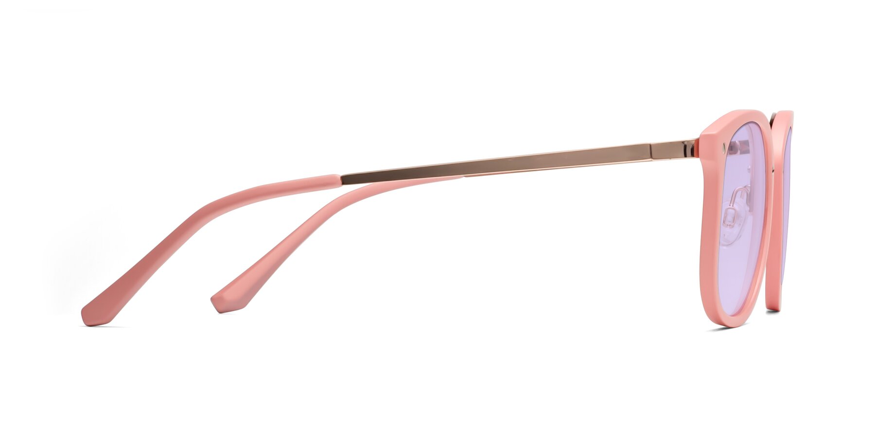 Side of Timeless in Pink with Light Purple Tinted Lenses