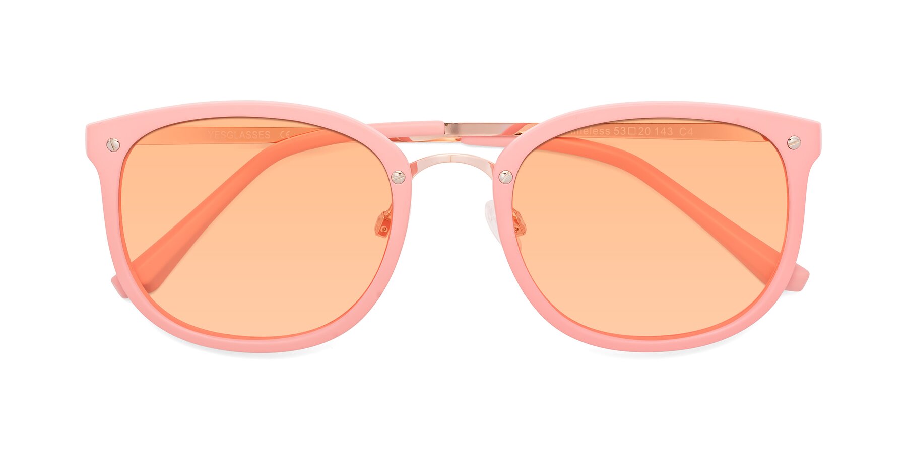 Folded Front of Timeless in Pink with Light Orange Tinted Lenses