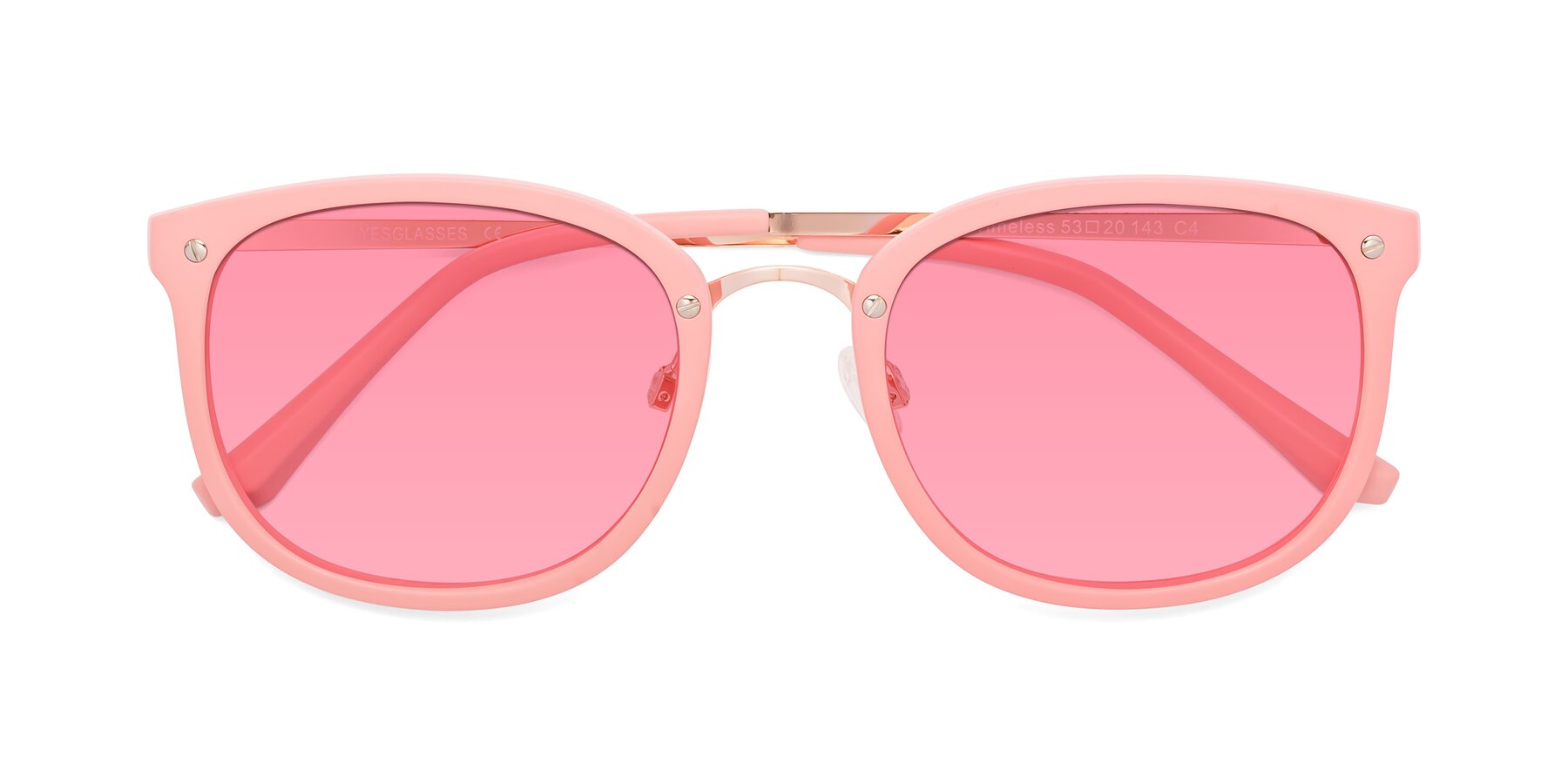 Folded Front of Timeless in Pink with Pink Tinted Lenses