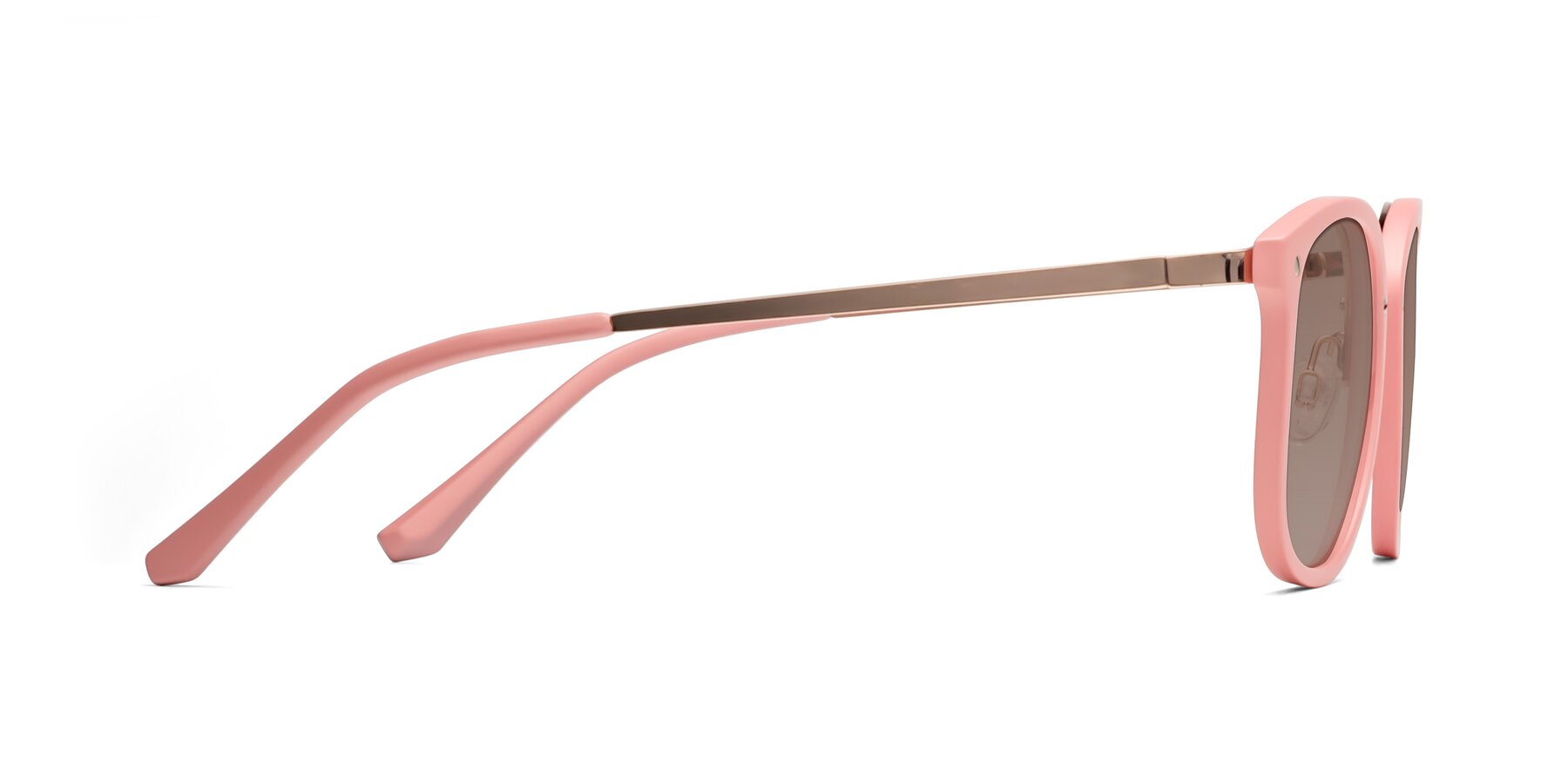 Side of Timeless in Pink with Medium Brown Tinted Lenses