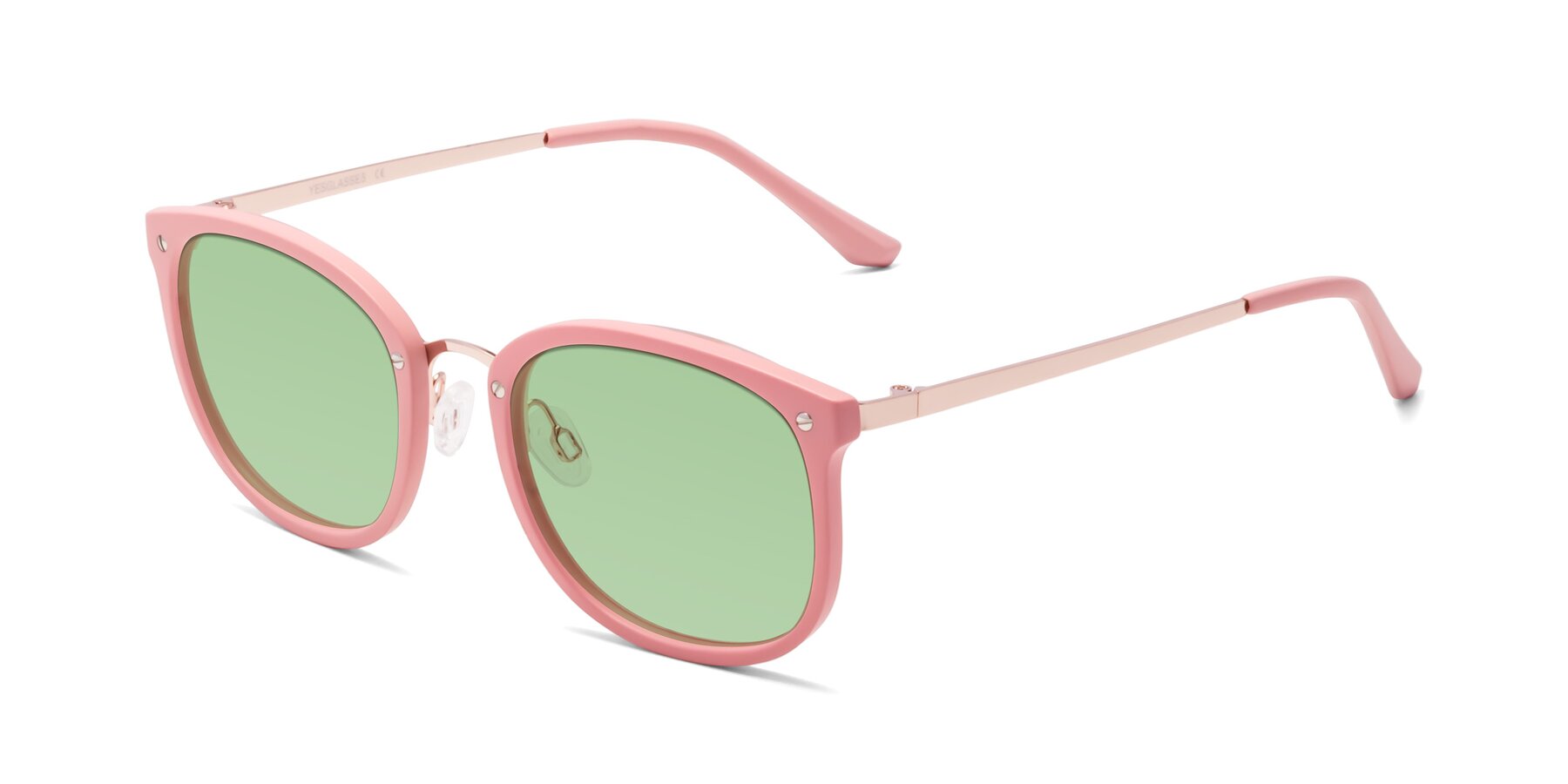 Angle of Timeless in Pink with Medium Green Tinted Lenses