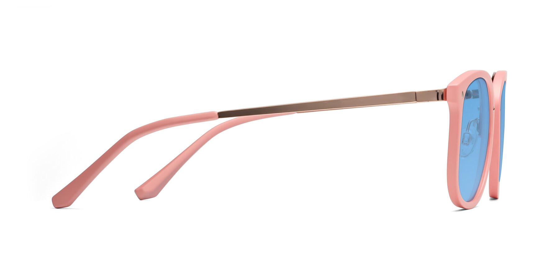 Side of Timeless in Pink with Medium Blue Tinted Lenses