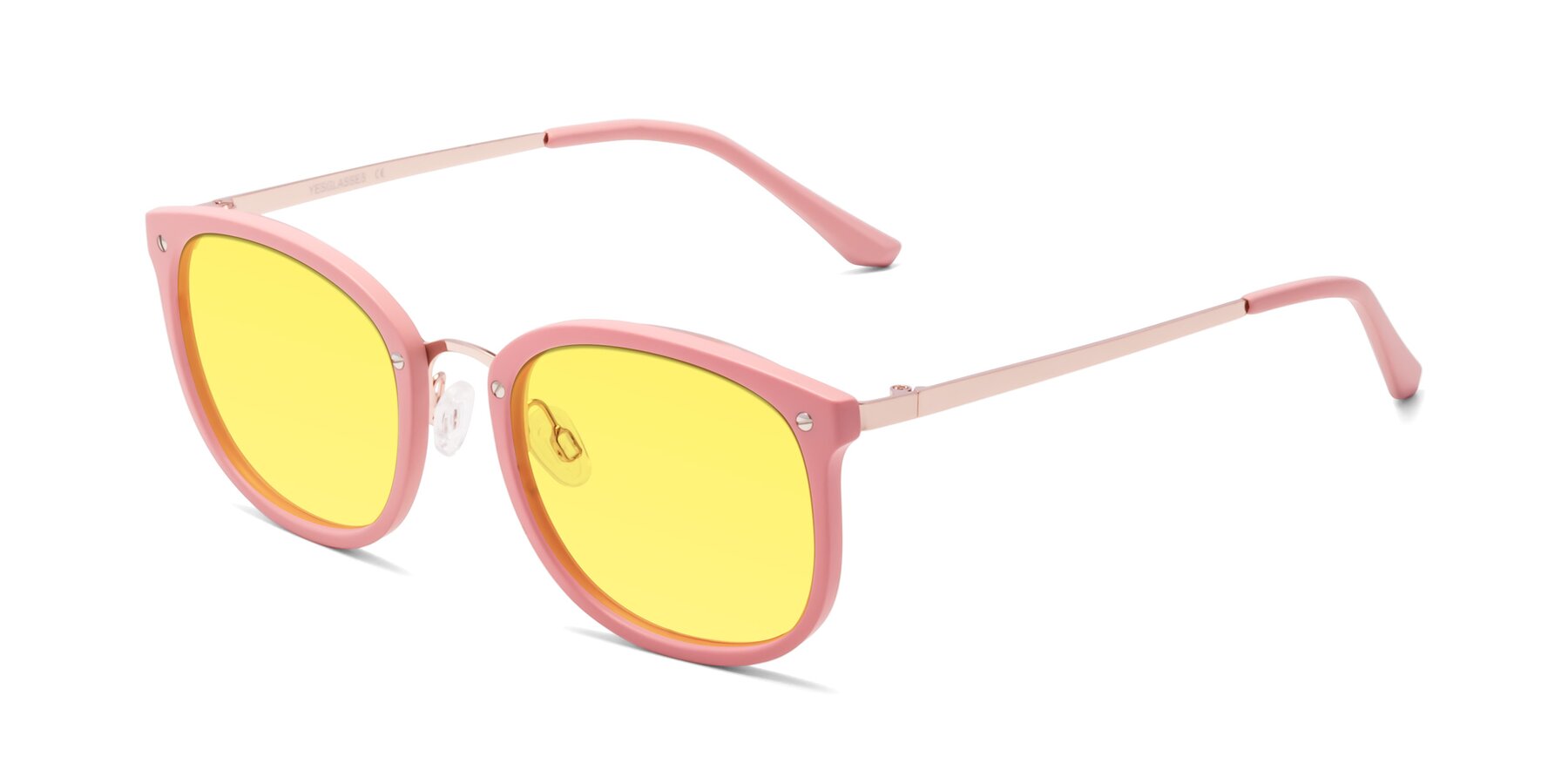 Angle of Timeless in Pink with Medium Yellow Tinted Lenses