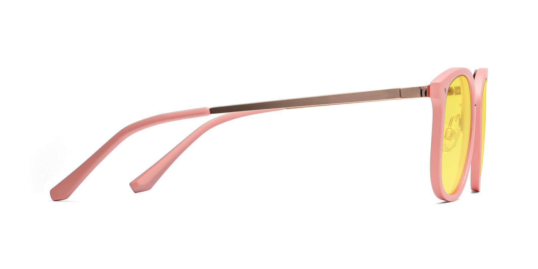 Side of Timeless in Pink with Medium Yellow Tinted Lenses
